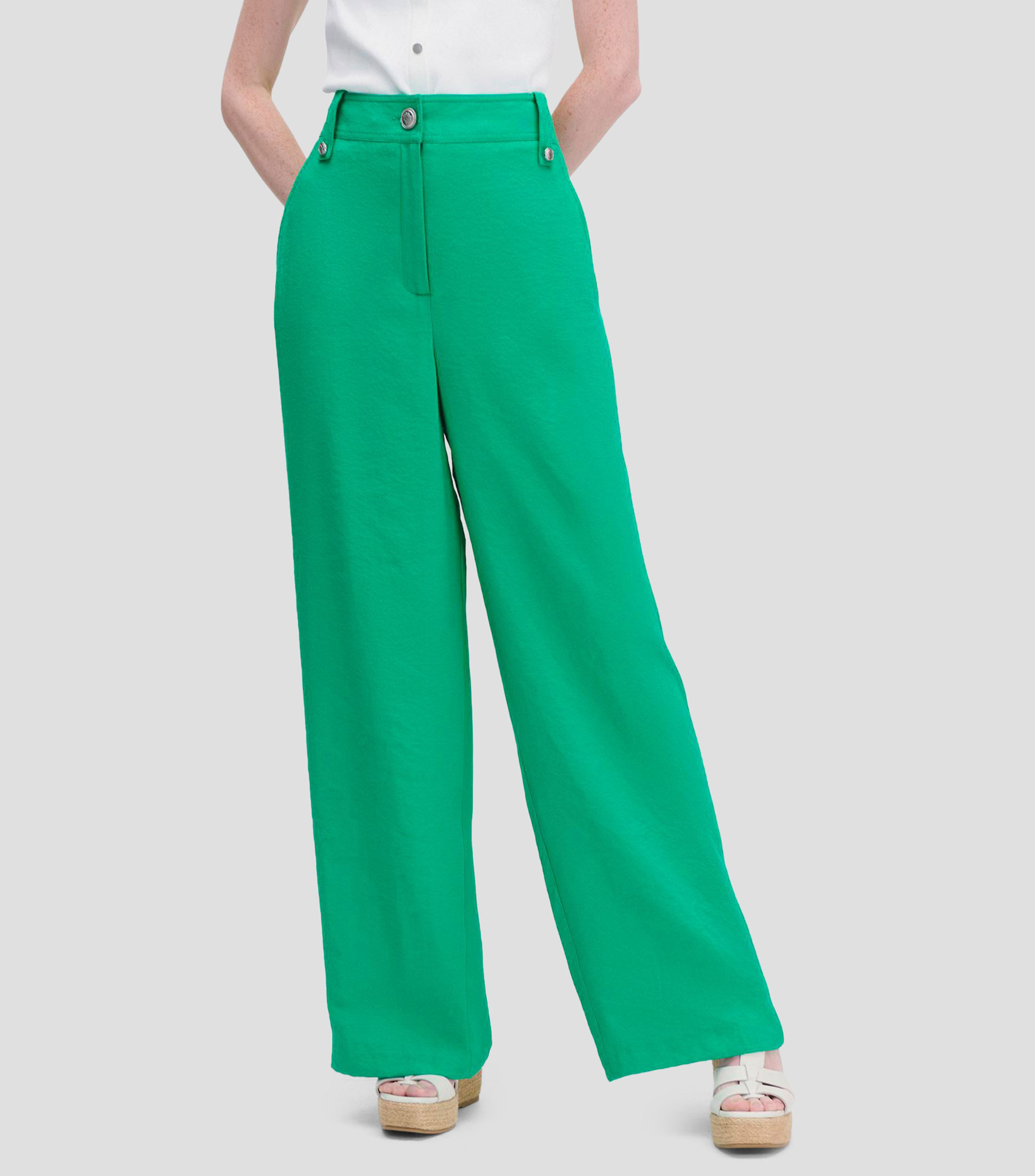 Pantalón Wideleg Tiro Alto Efecto Corrugado Mujer