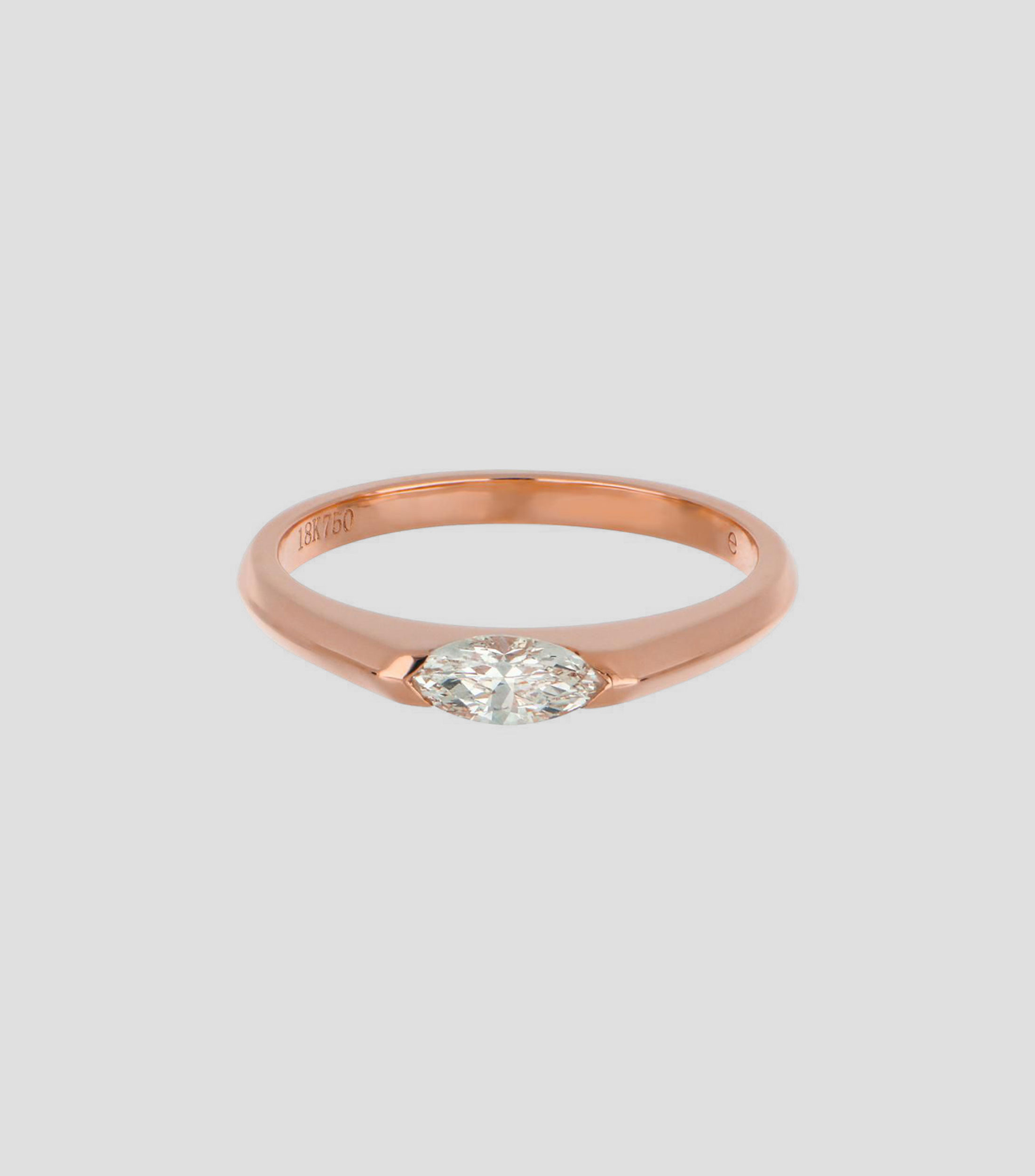 Anillo solitario en oro rosa de 18 kialtes con diamante Mujer
