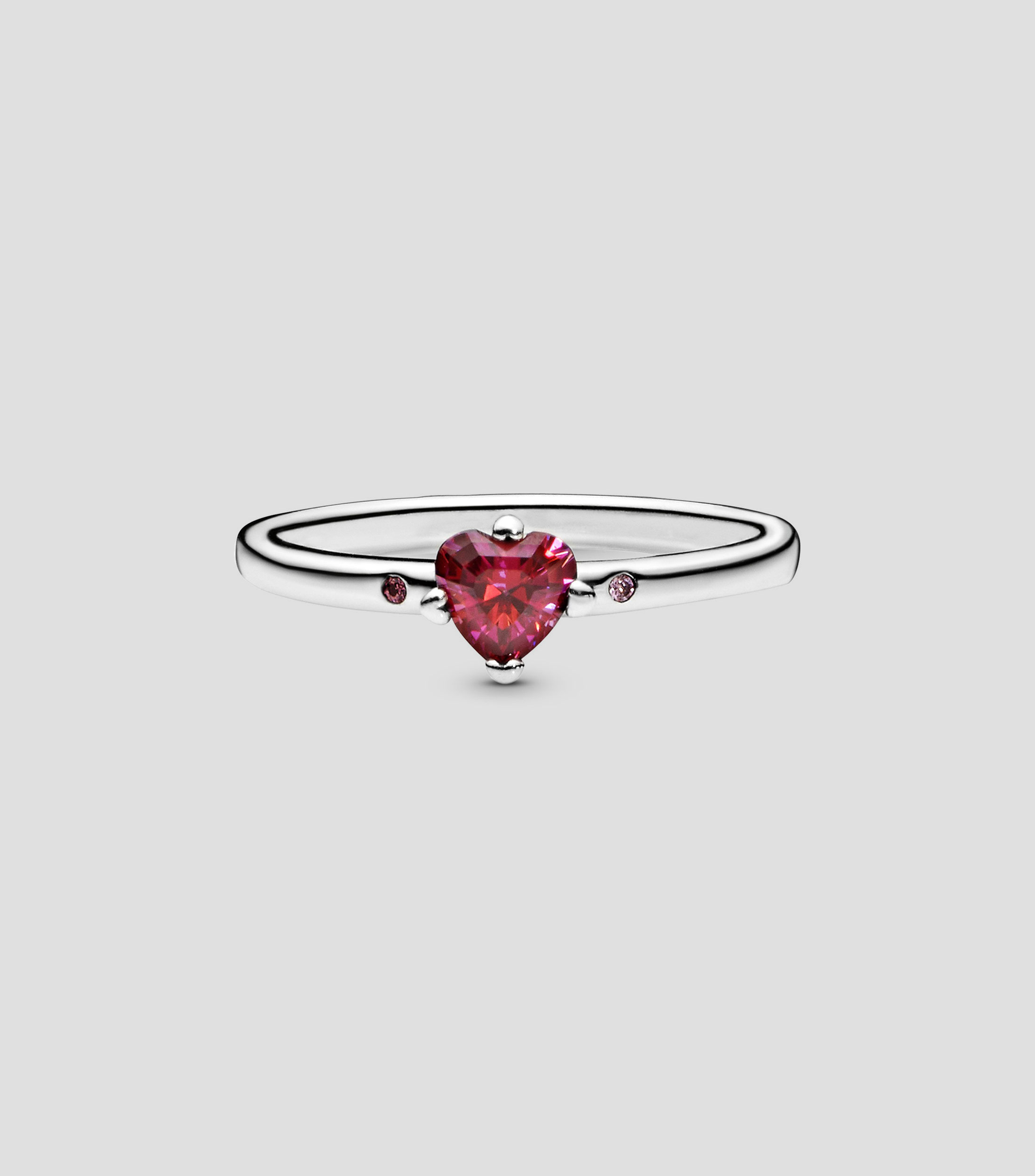 Anillo en plata .925 Corazón rojo reluciente con zirconia cúbica Mujer Talla: 60