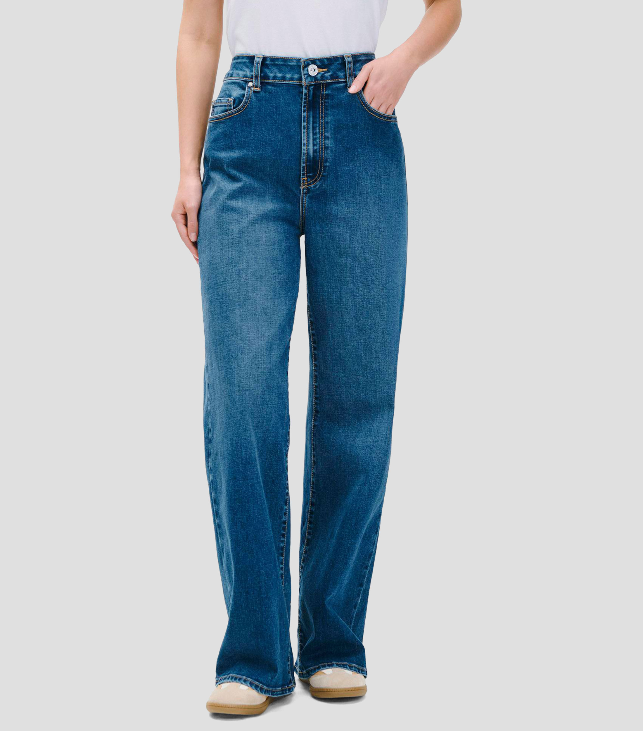 Jeans Wide Leg Tiro Alto Mujer