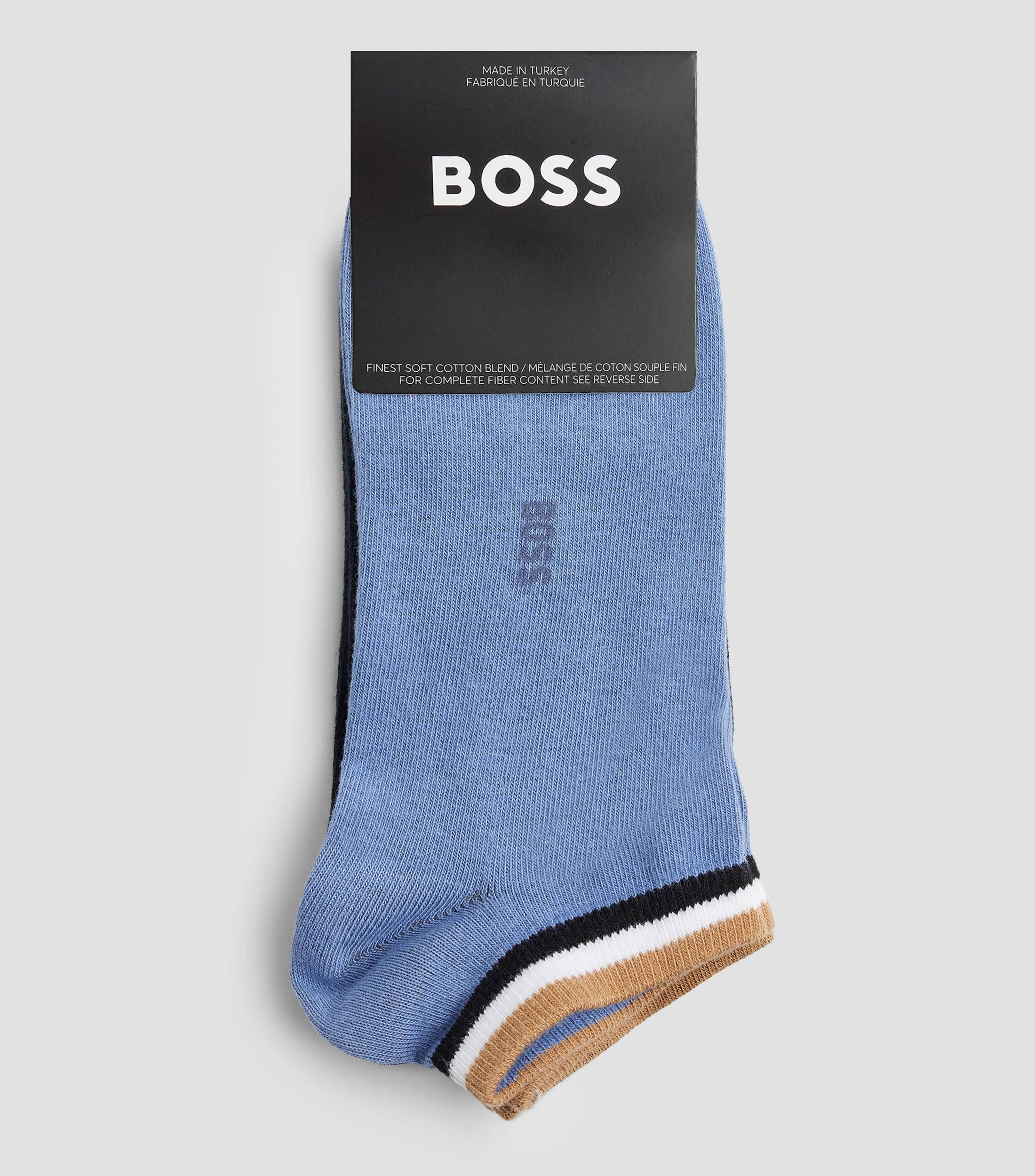 Set de dos calcetines tobilleros con puños con rayas distintivas Hombre