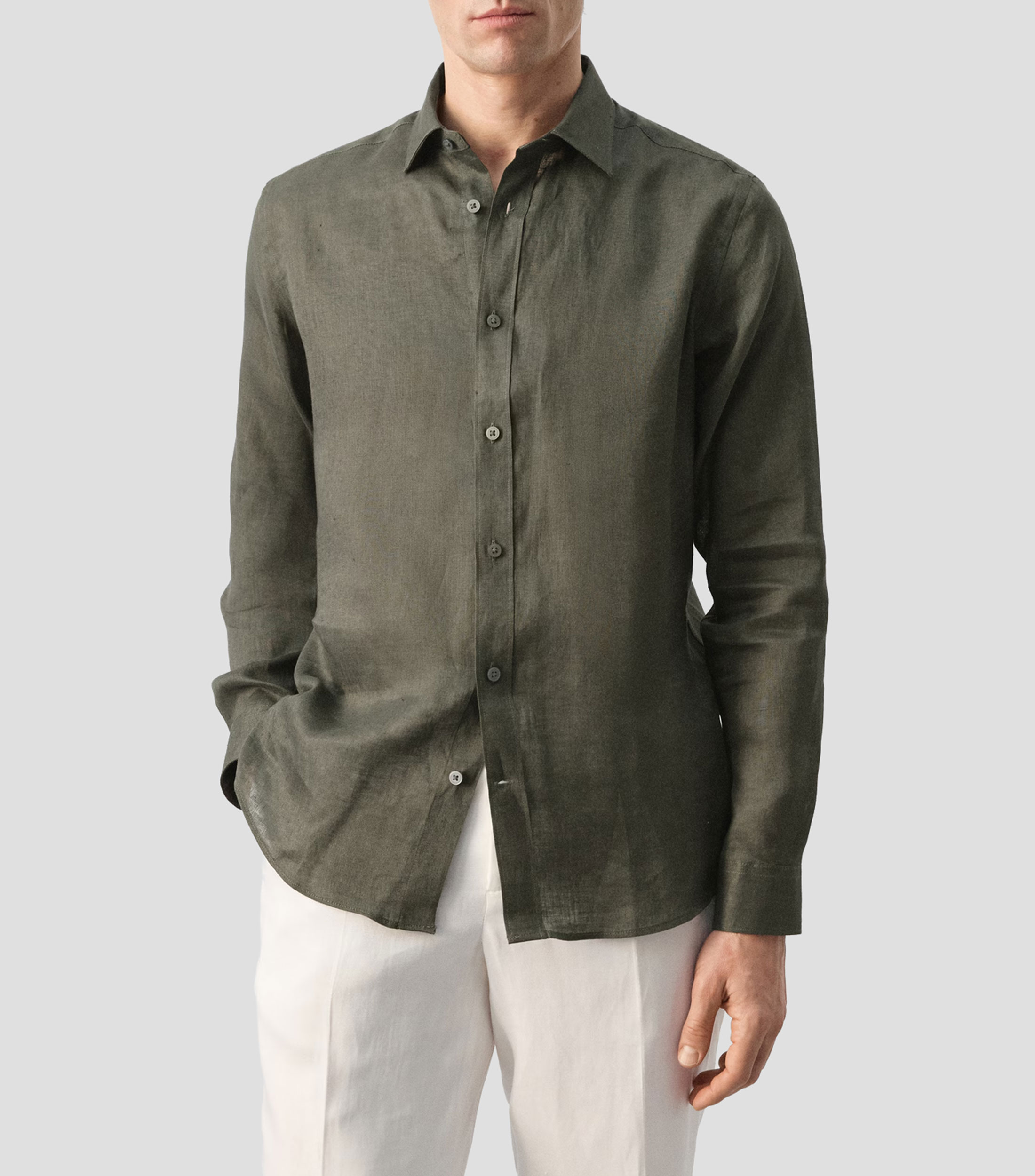 Camisa lisa manga larga Hombre