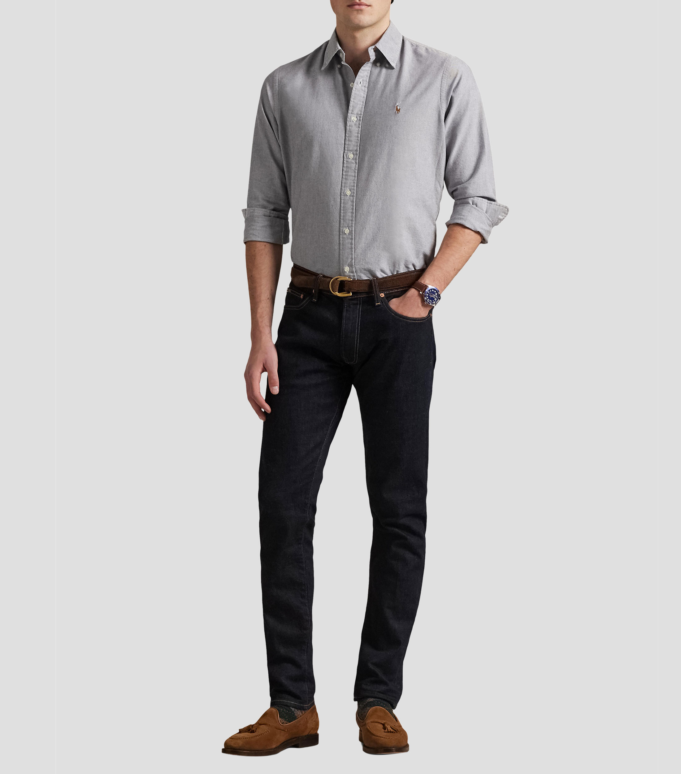 Camisa microdiseño manga larga Hombre