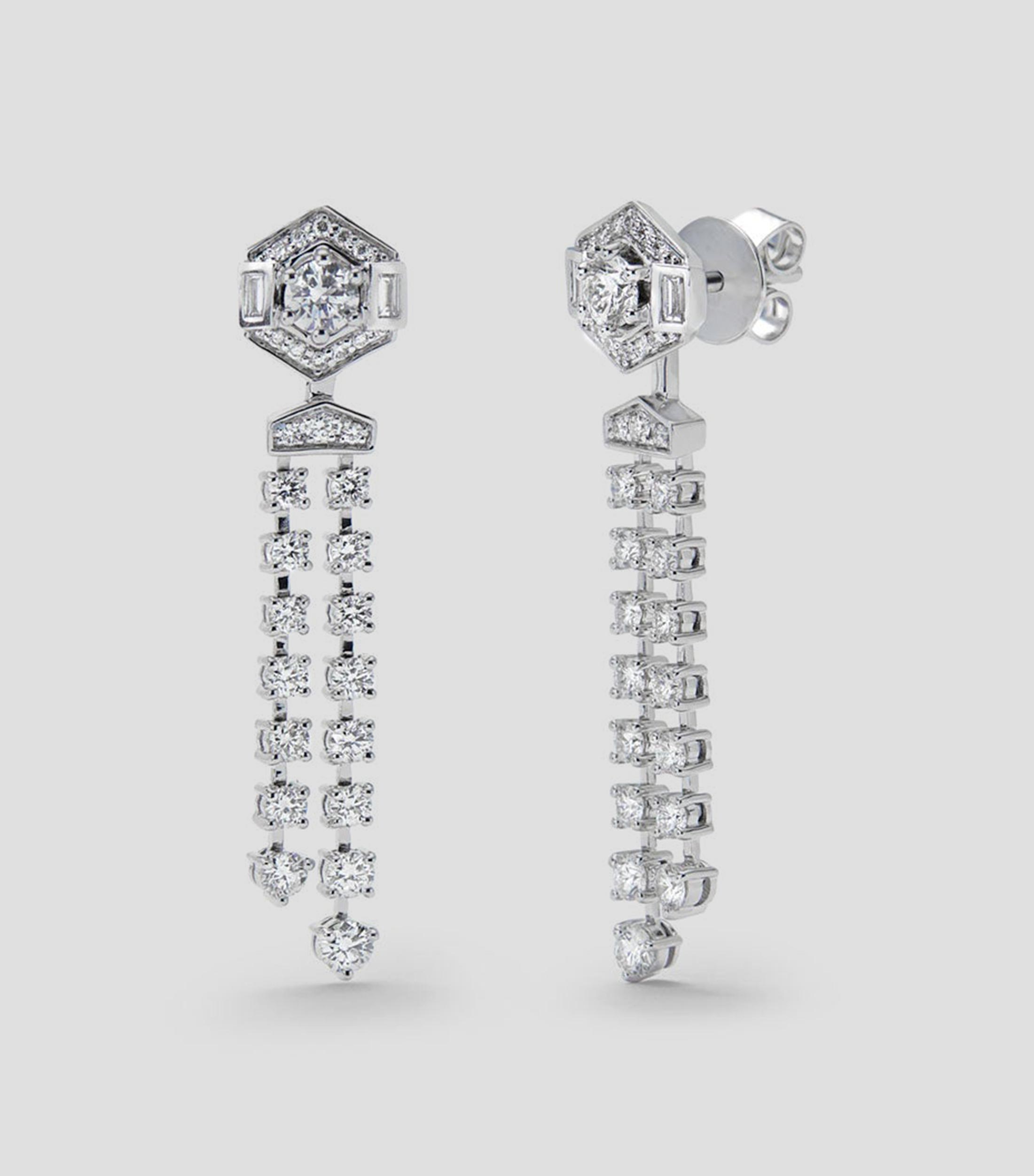 Pendientes en Oro blanco de 18 Kilates Compromiso Deco Mujer
