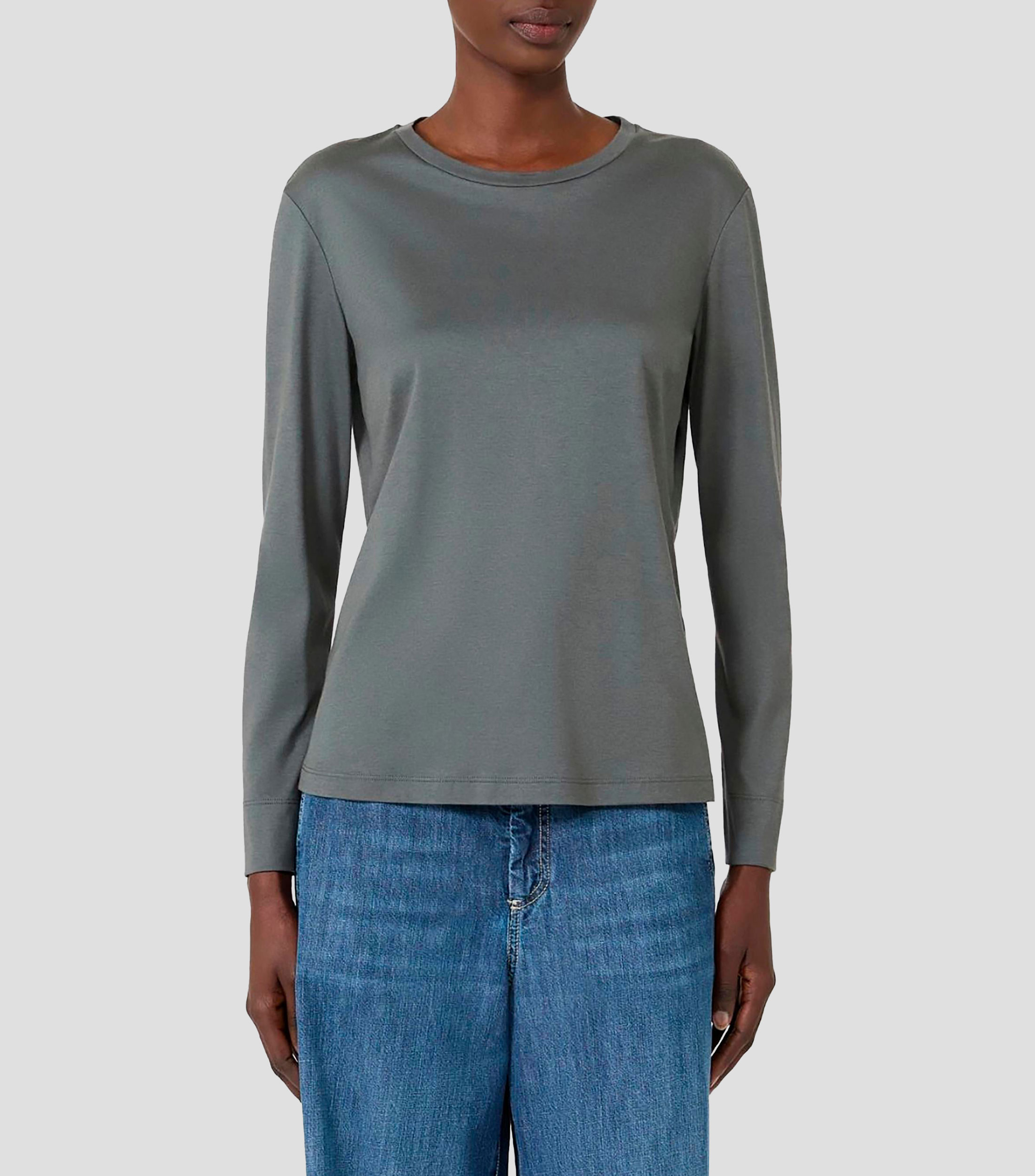 Playera cuello redondo manga larga lisa Mujer
