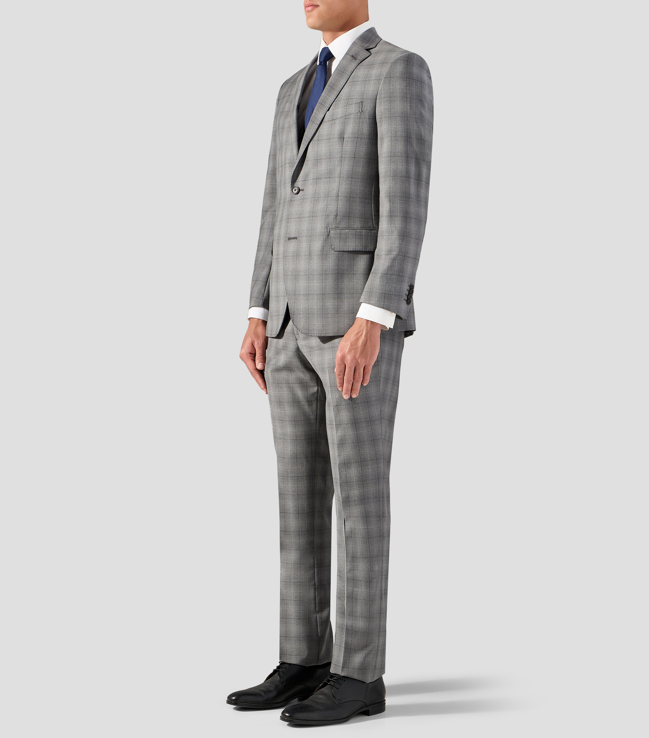 Traje de lana corte regular con cuadros Hombre