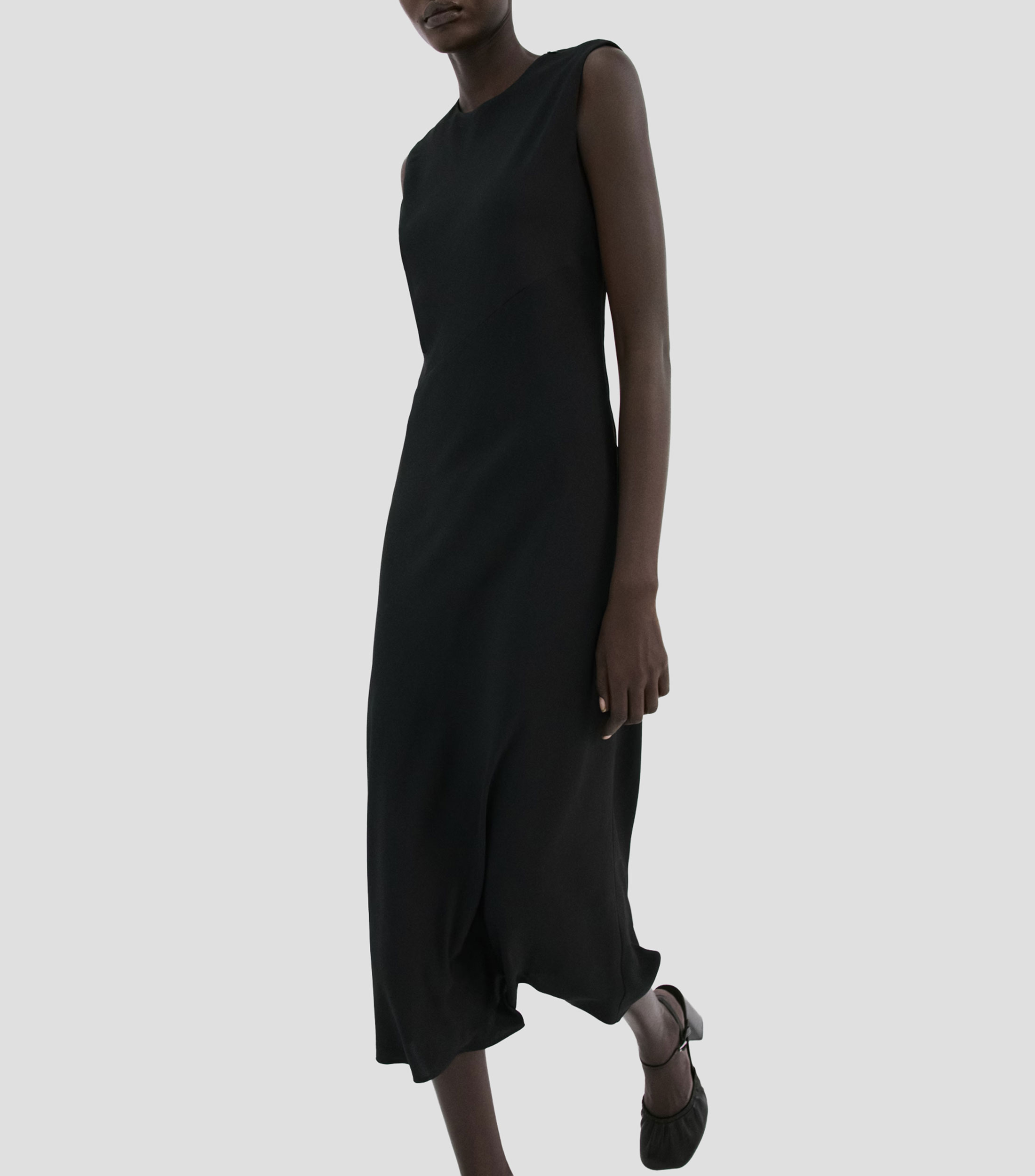 Vestido midi liso Mujer