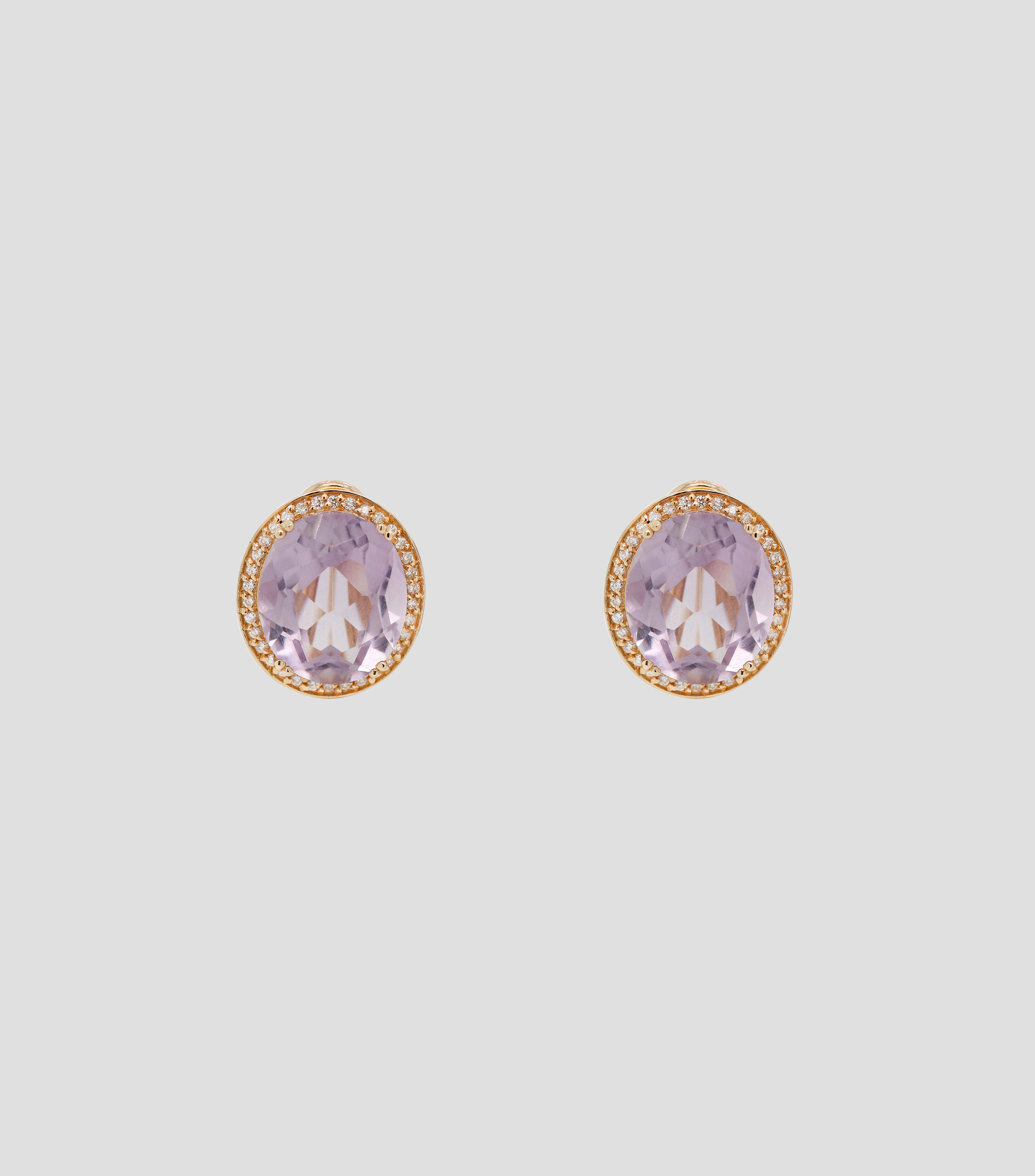 Aretes en Oro amarillo de 14 Kilates con amatista y diamantes Mujer