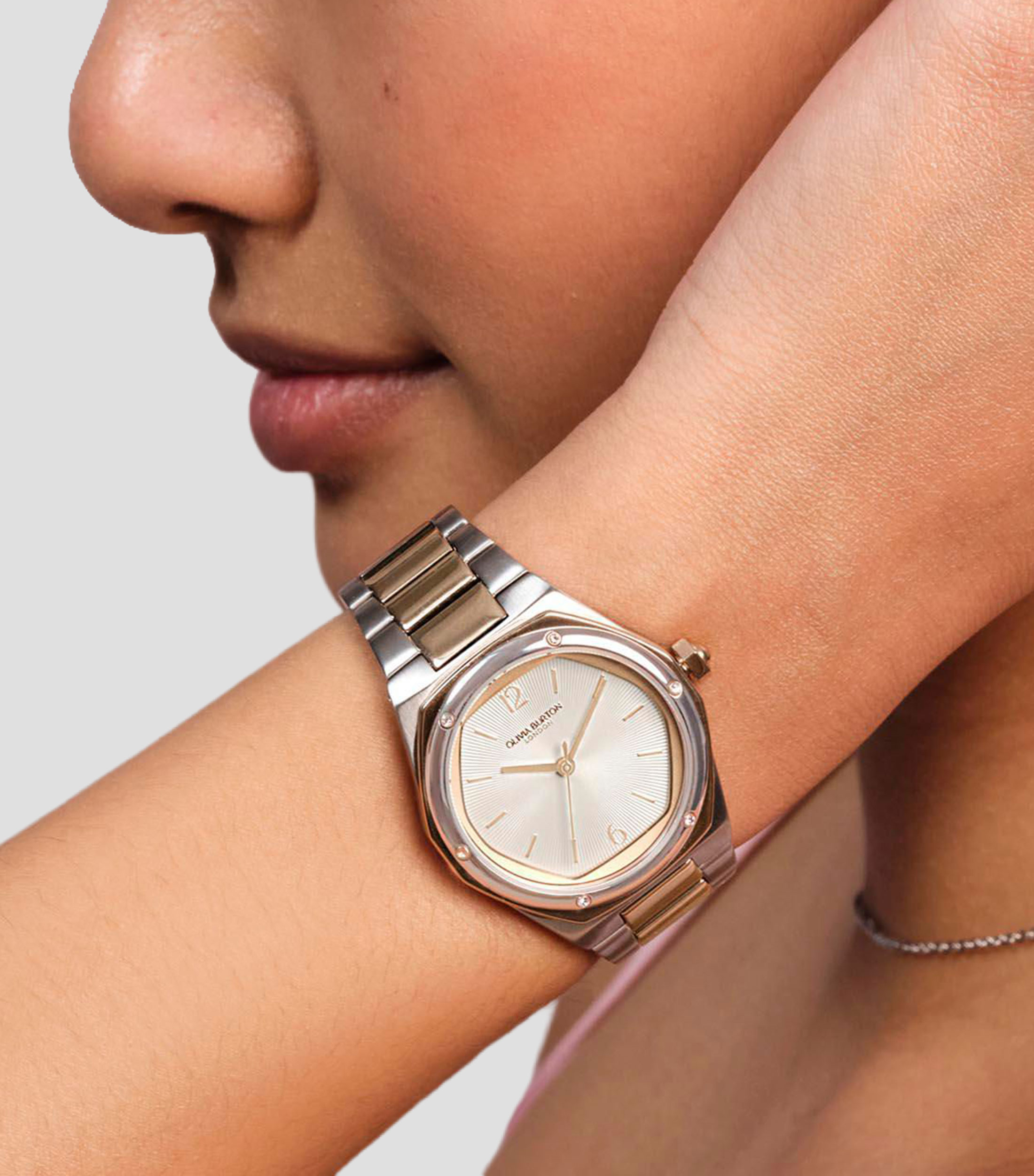 Reloj para Mujer Hexa Deportivo Plateado, Oro rosa