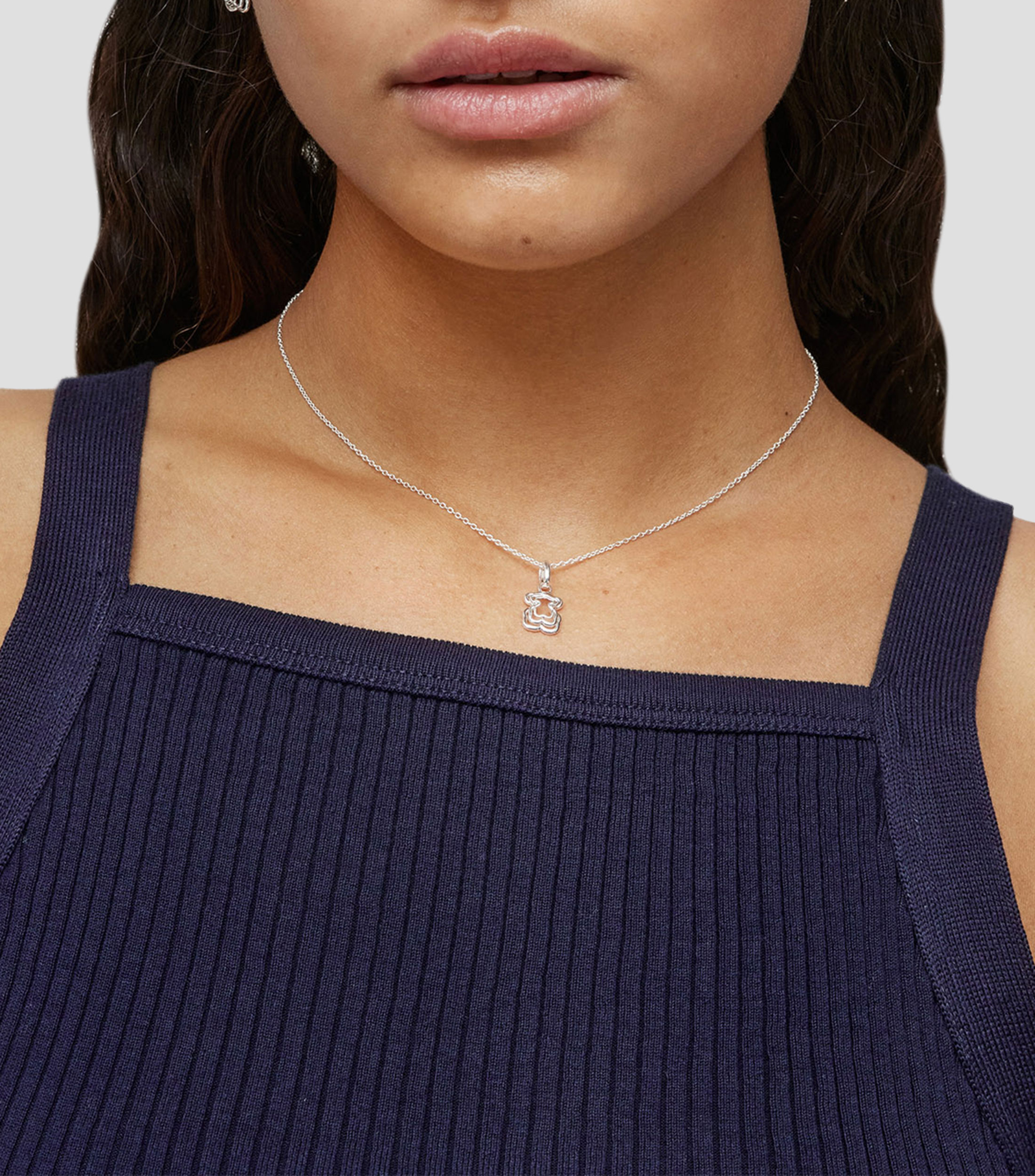Collar con dije de oso en plata Bickie Mujer