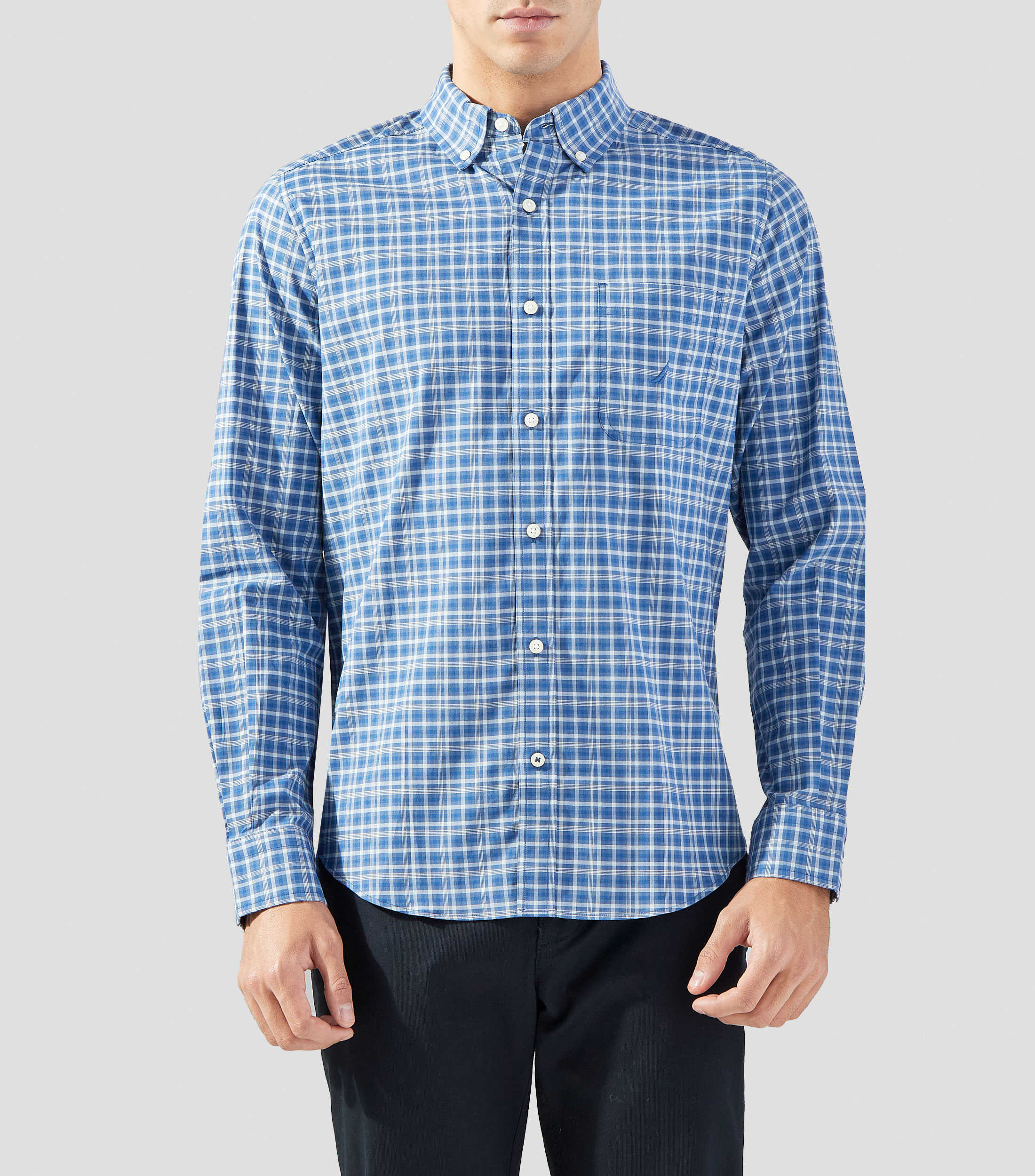 Camisa de cuadros con manga larga Hombre
