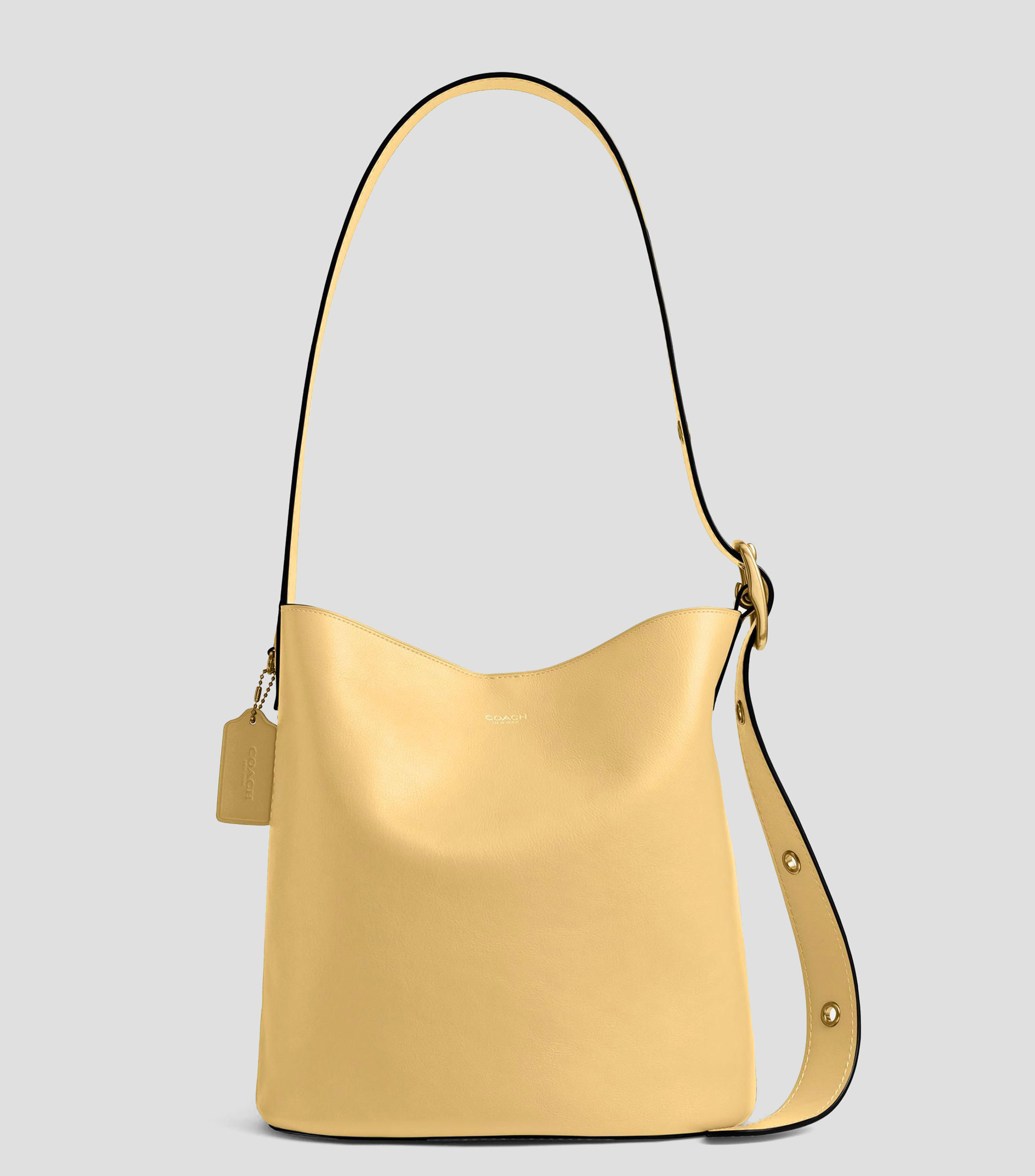 Bolsa Shoulder Amarilla en piel Bucket Bleecker Lisa Mujer