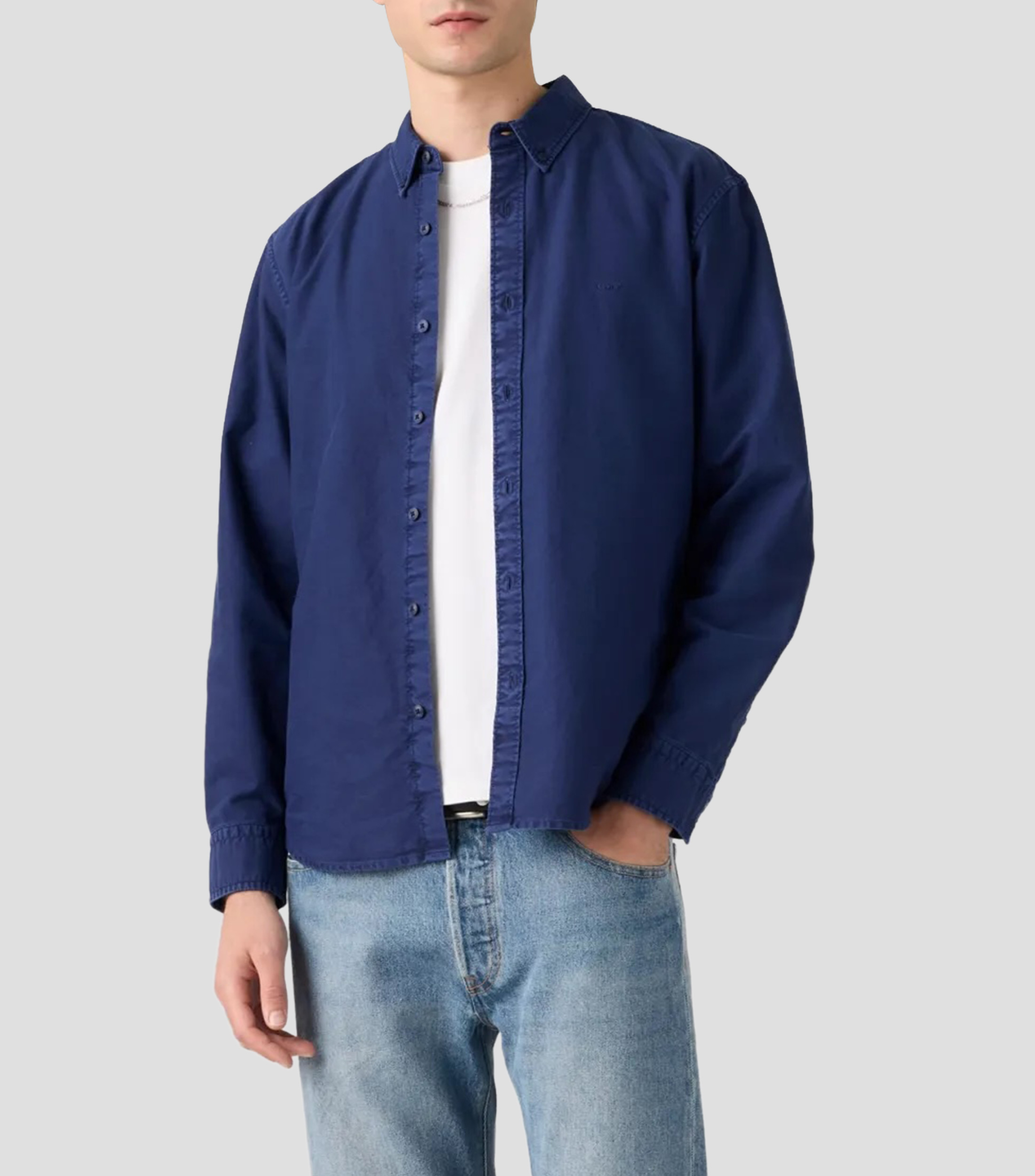 Camisa lisa manga larga Hombre