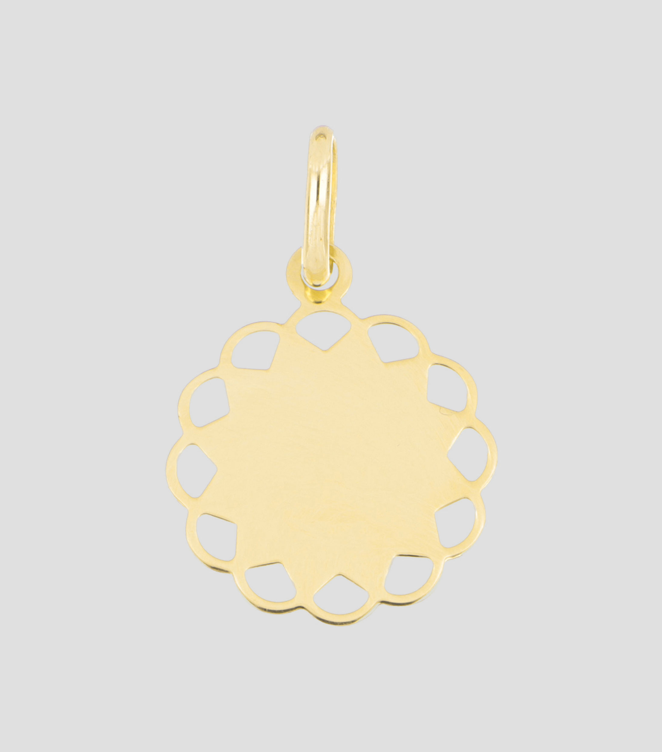 Medalla en oro amarillo 14 Kilates Flor Bautizo Unisex