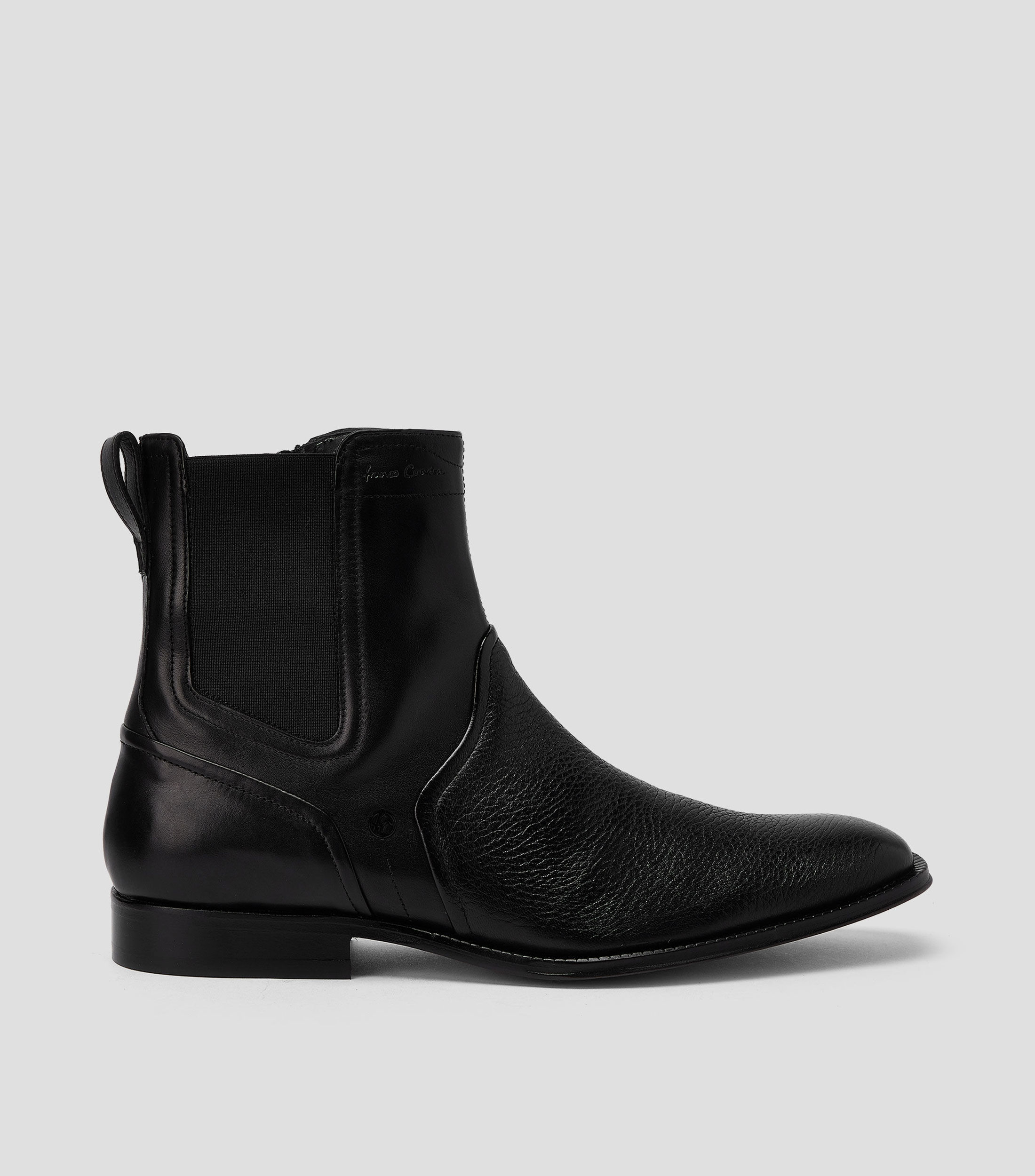 Botines casuales en piel con tacón bajo ancho Hombre