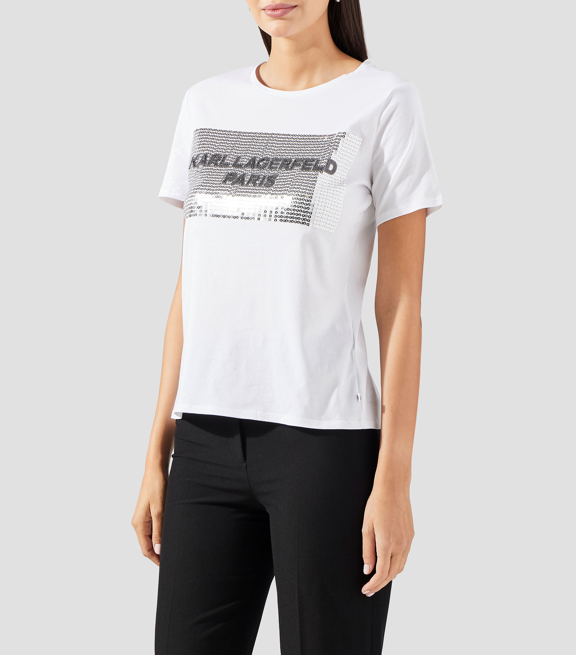 Playera cuello redondo manga corta fantasía pedrería Mujer