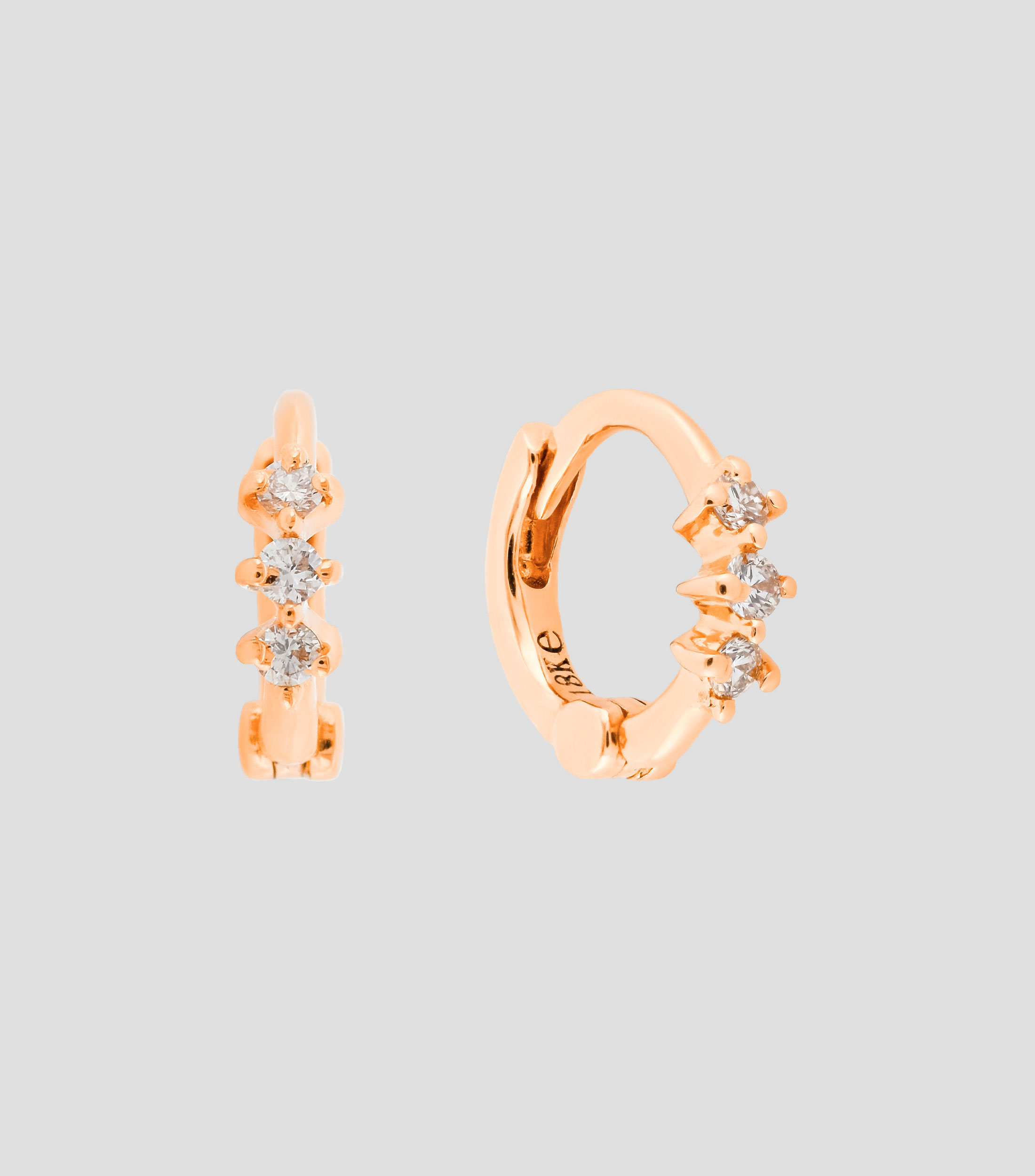 Aretes en oro rosa de 18 Kts con diamantes 0.1 Ct Mujer