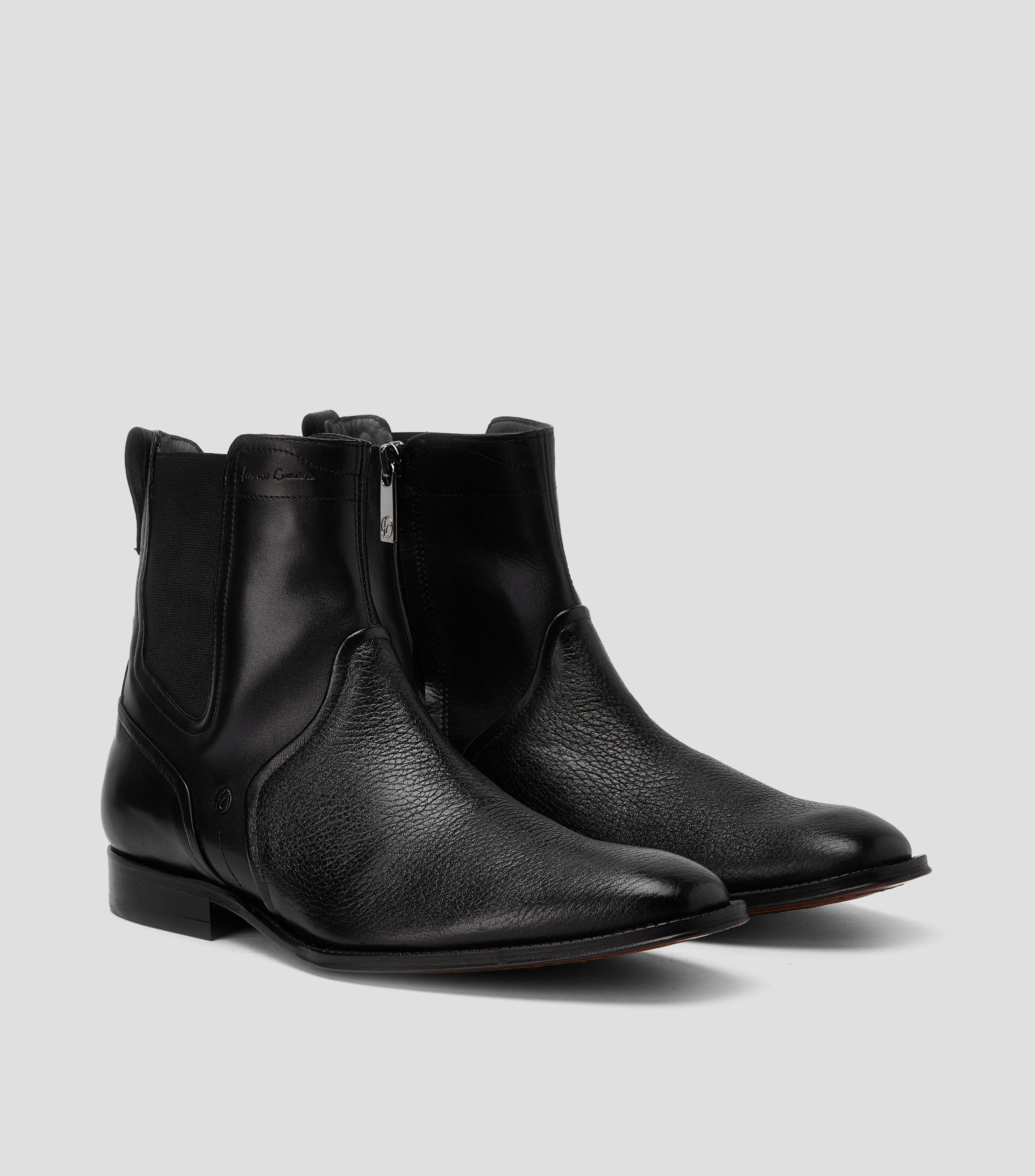 Botines casuales en piel con tacón bajo ancho Hombre