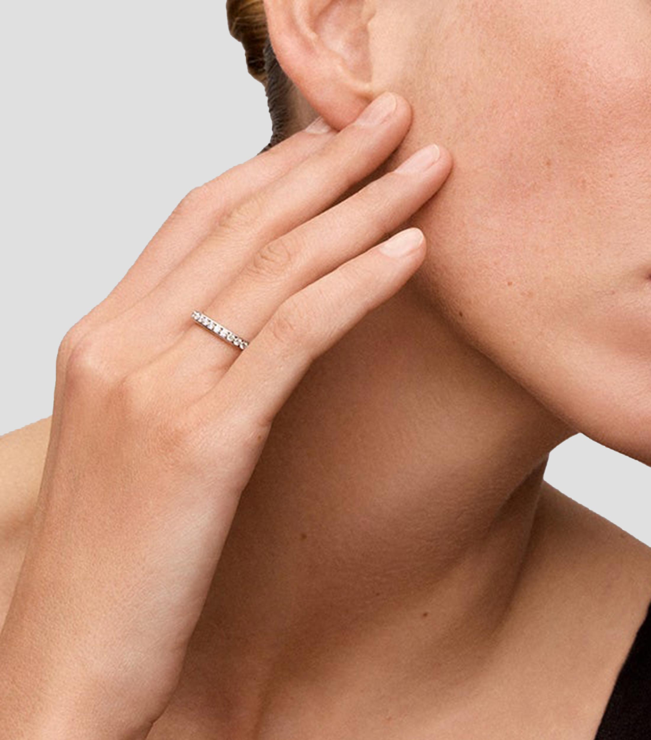 Anillo Solitario en oro blanco con diamantes Mujer Talla: 3