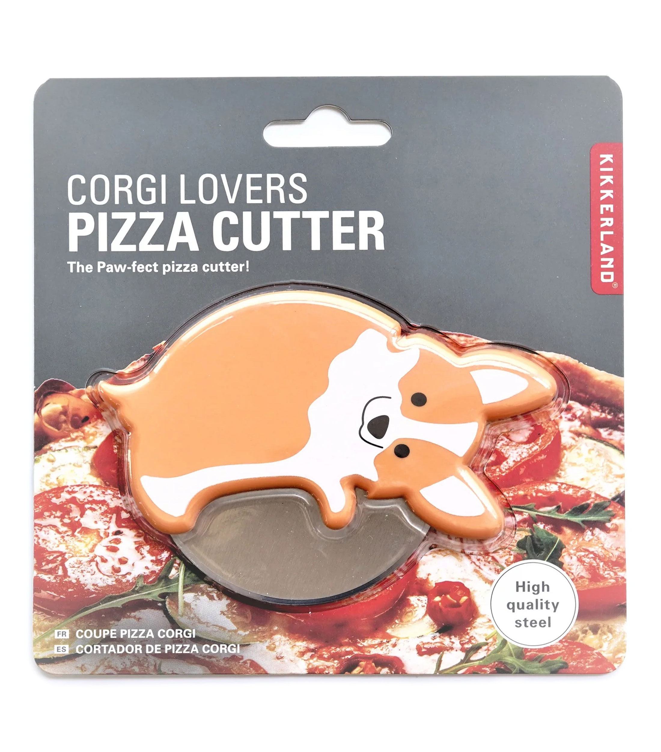 Cortador de pizza Corgi Lovers en acero inoxidable