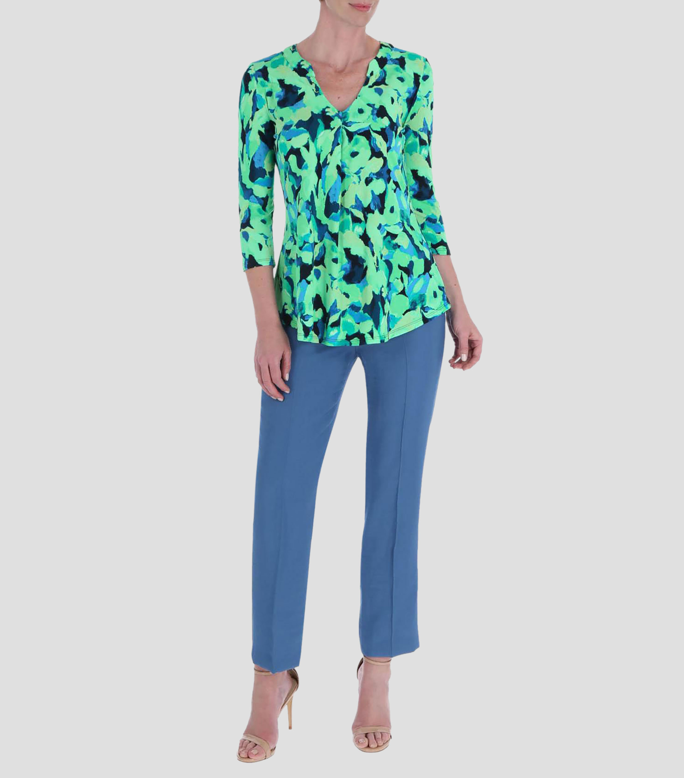 Blusa estampada manga 3/4 Mujer