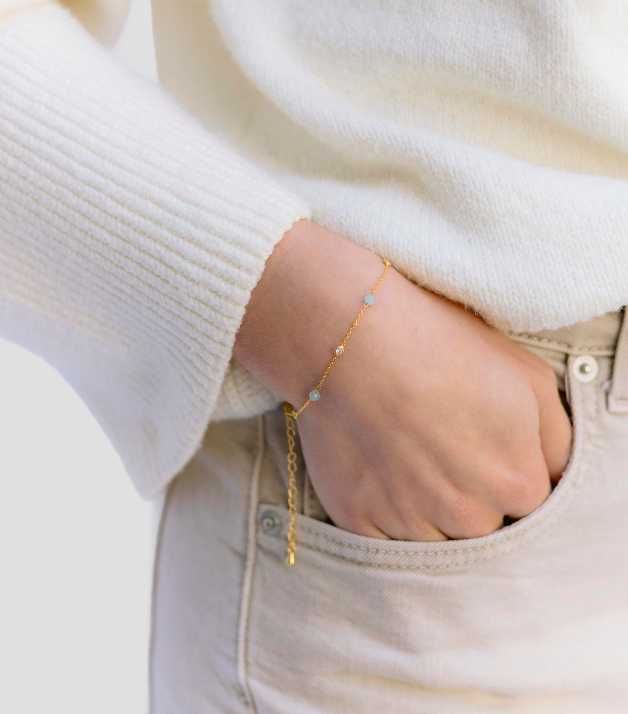 Pulsera eslabonada con perlas Mujer