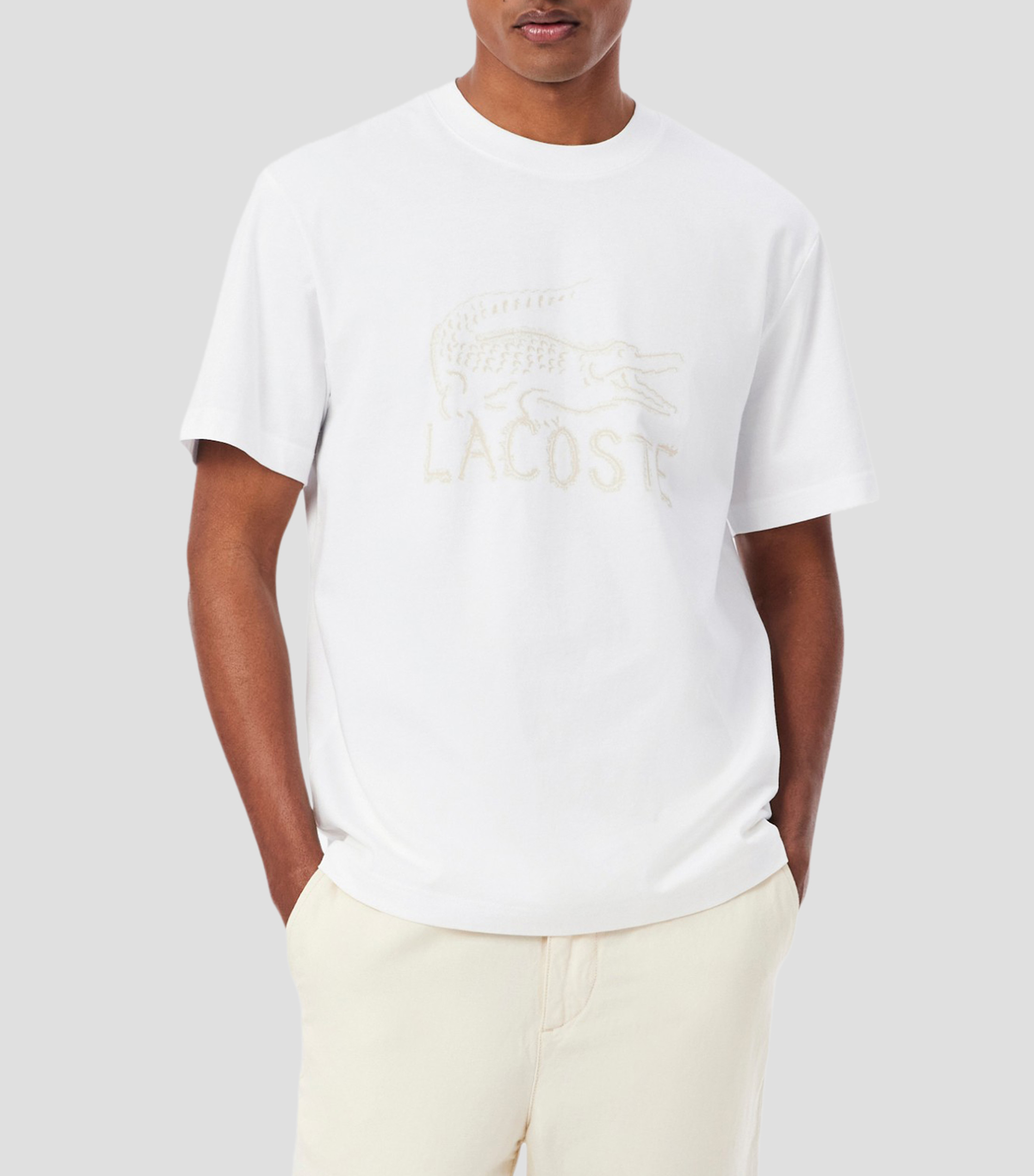 Playera cuello redondo manga corta con estampado Hombre
