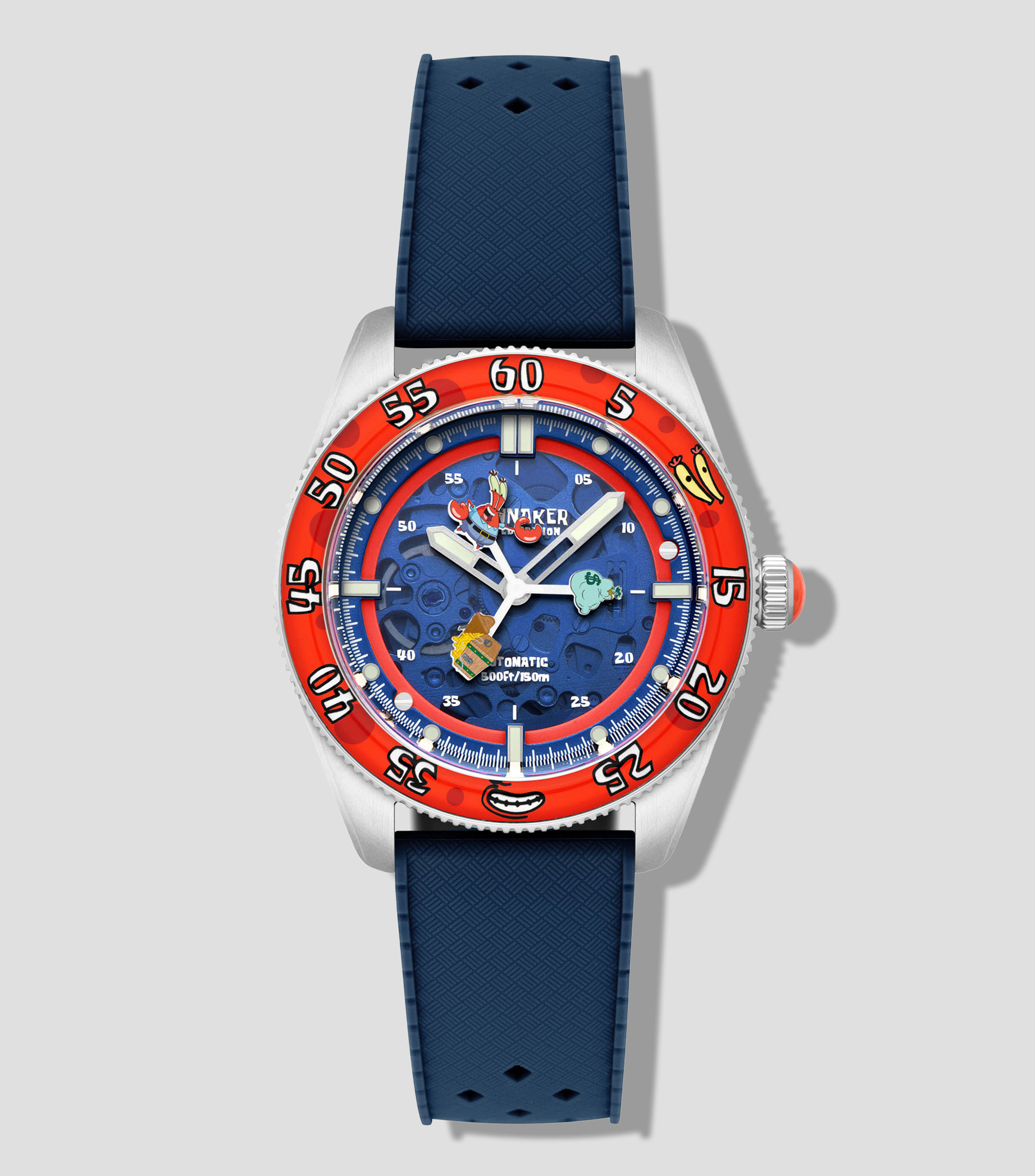 Reloj Unisex Croft Mid-Size Skeleton Bob Esponja Peek-a-Boo Edición Especial Plateado