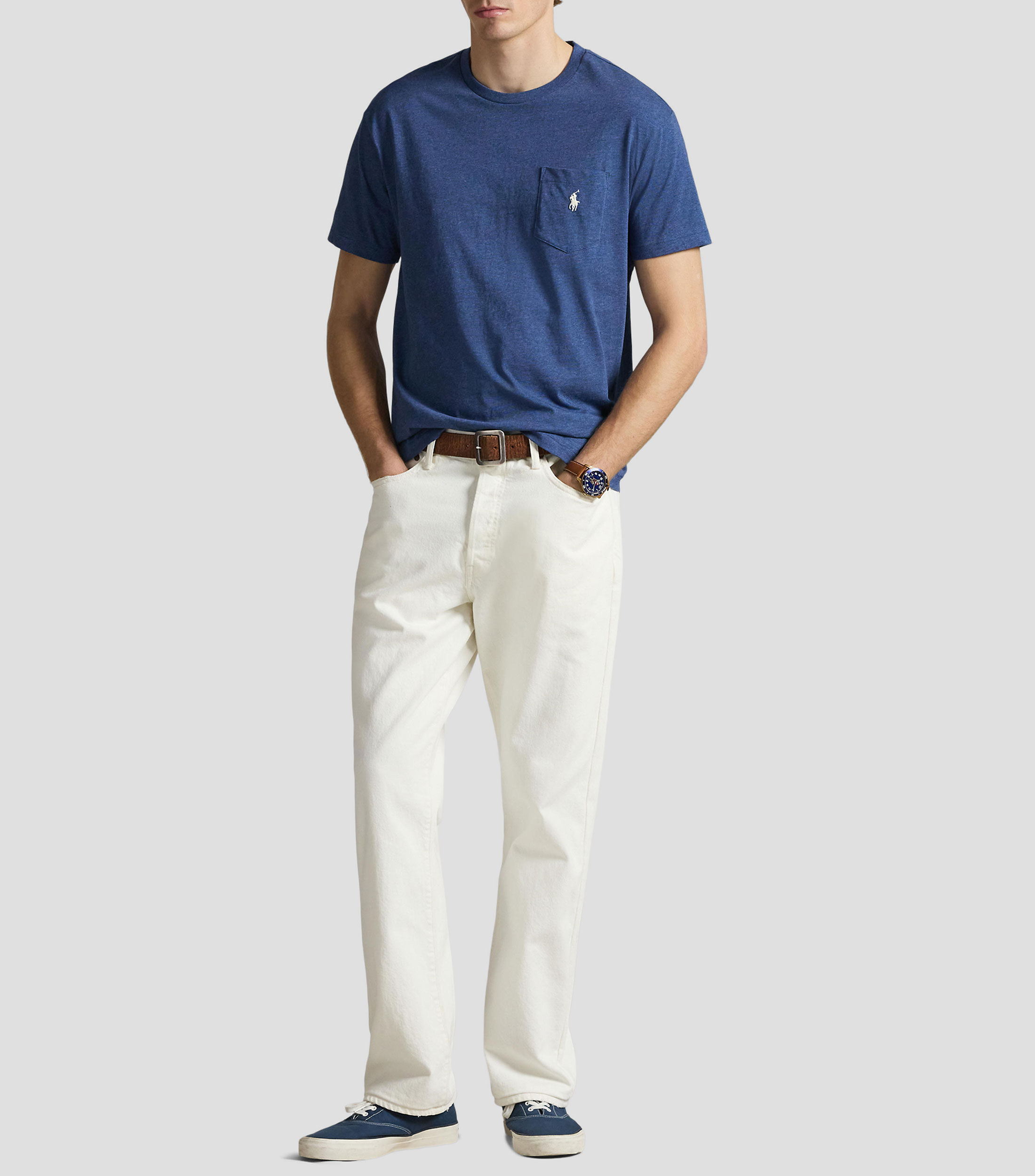 Playera cuello redondo manga corta jaspeada Hombre