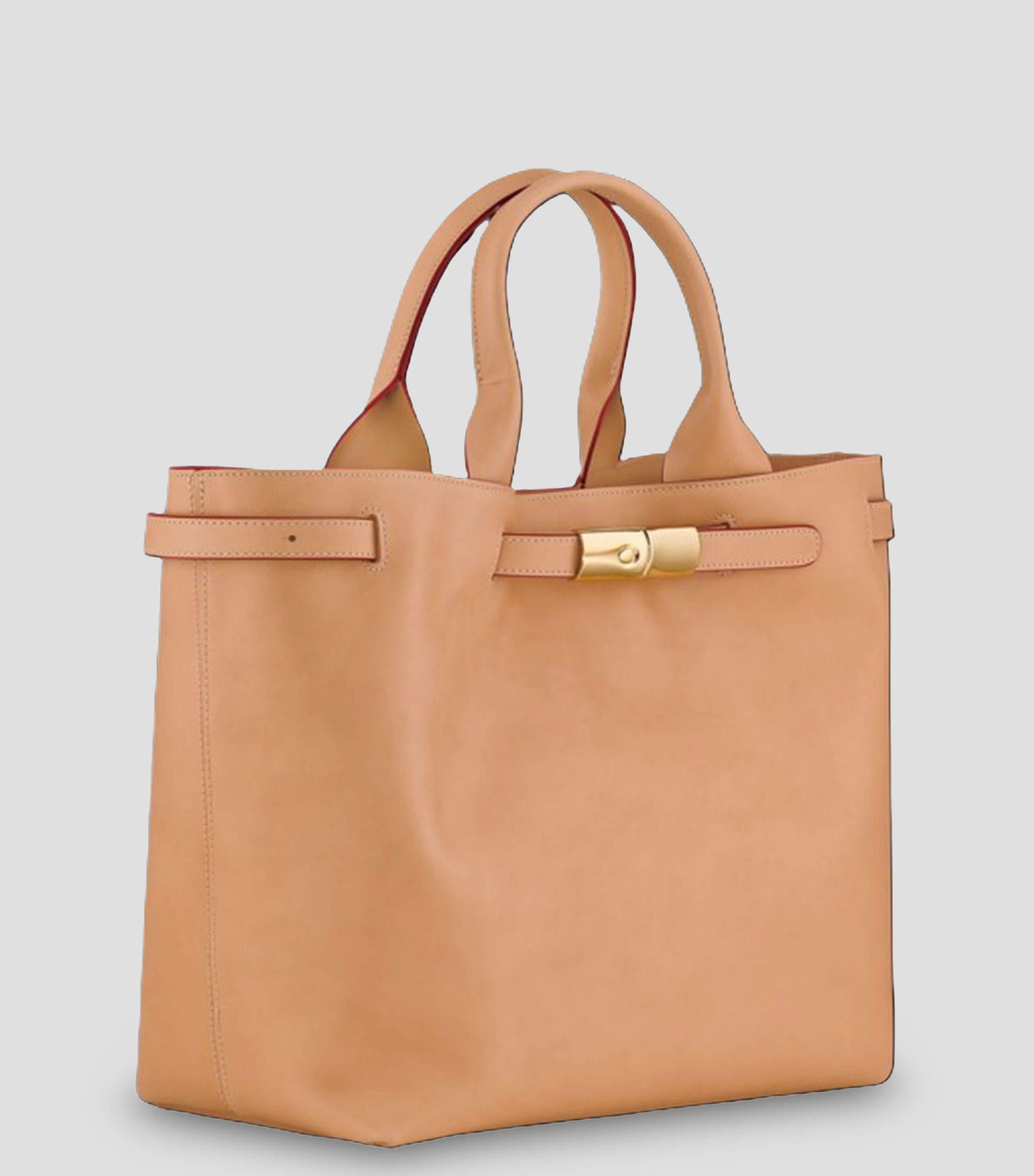Bolsa tote en cuero de becerro lisa Mujer