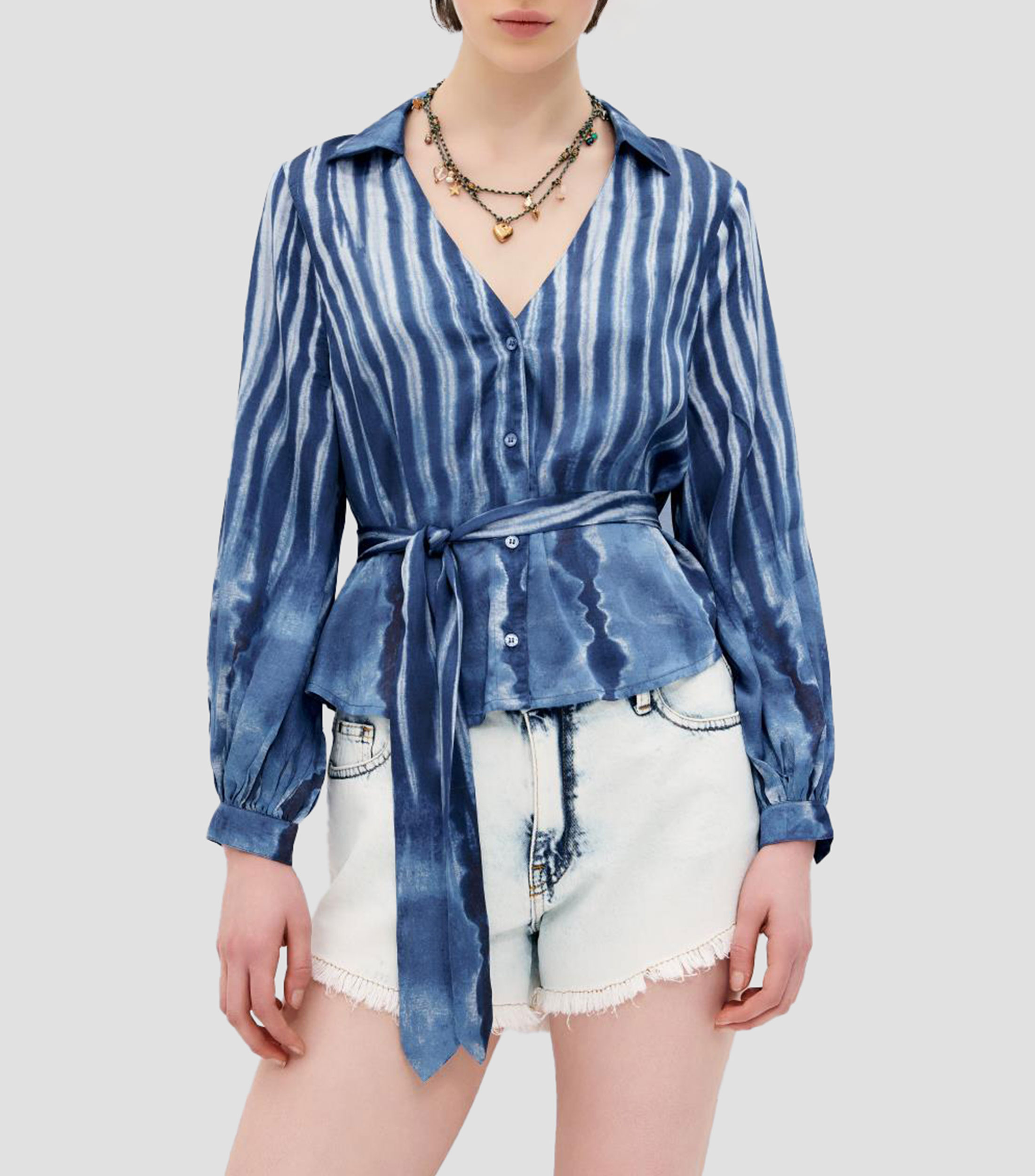 Camisa estampada manga larga Mujer