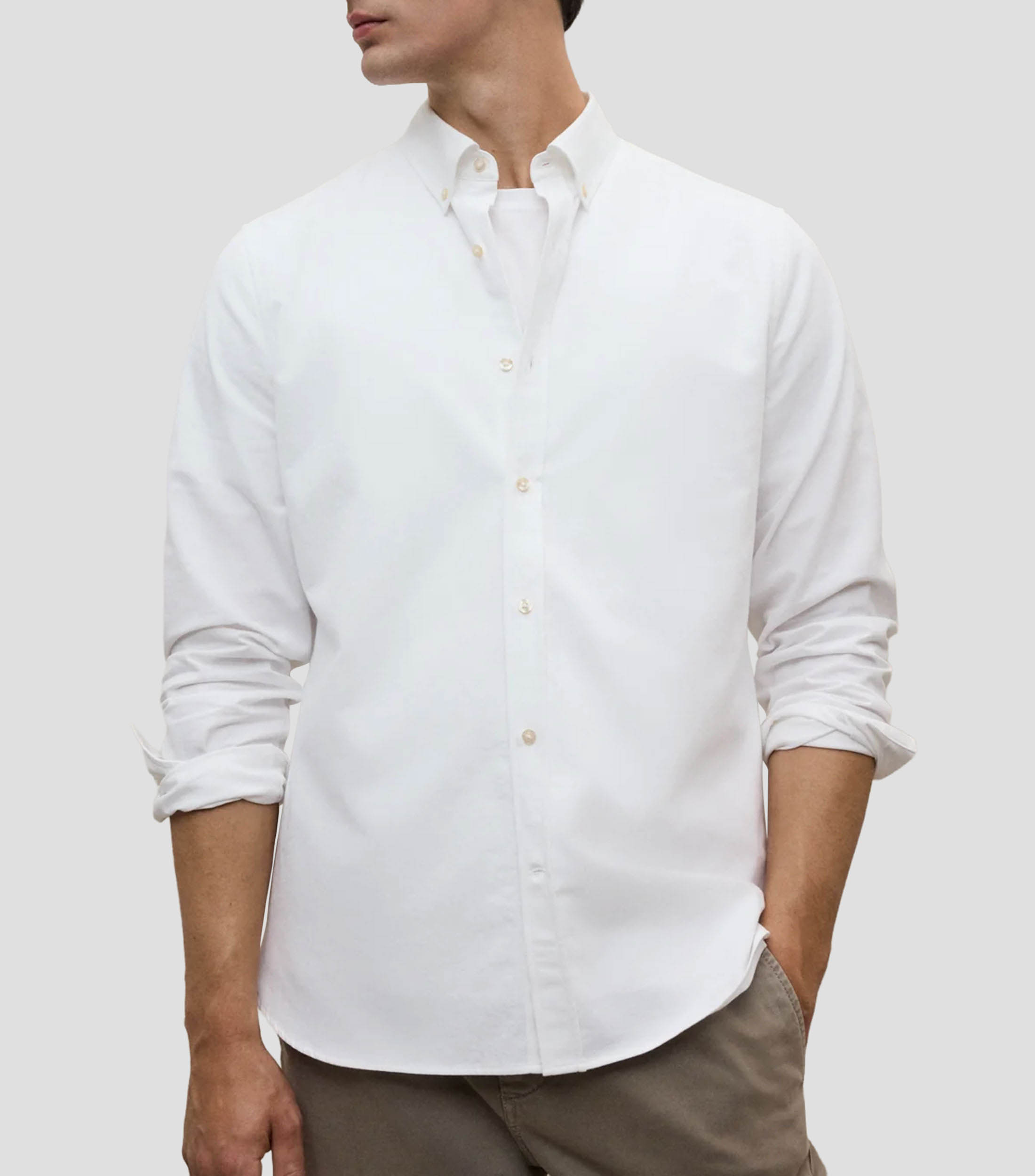 Camisa lisa manga larga Hombre