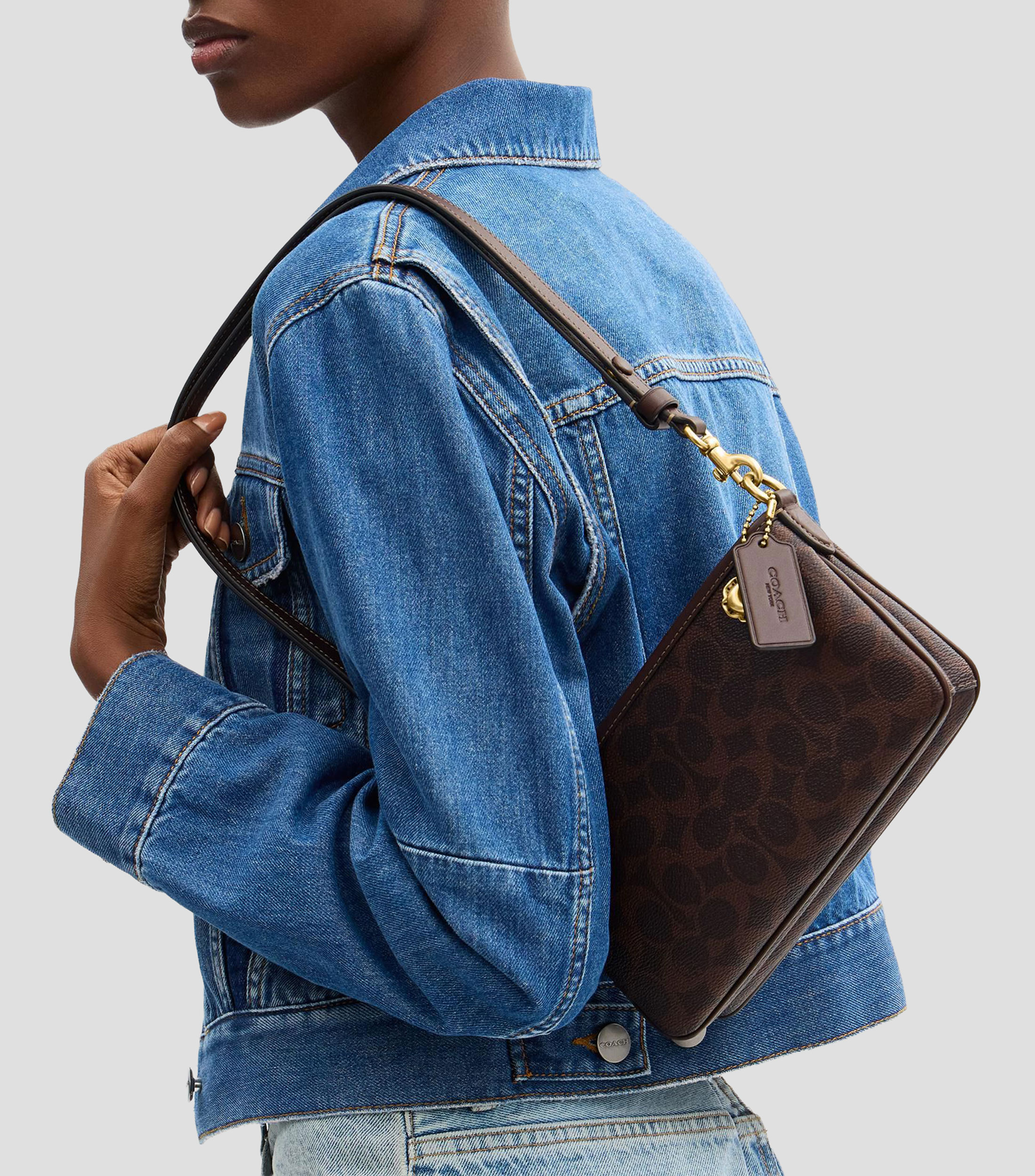 Bolsa shoulder café Audrey estampada Mujer