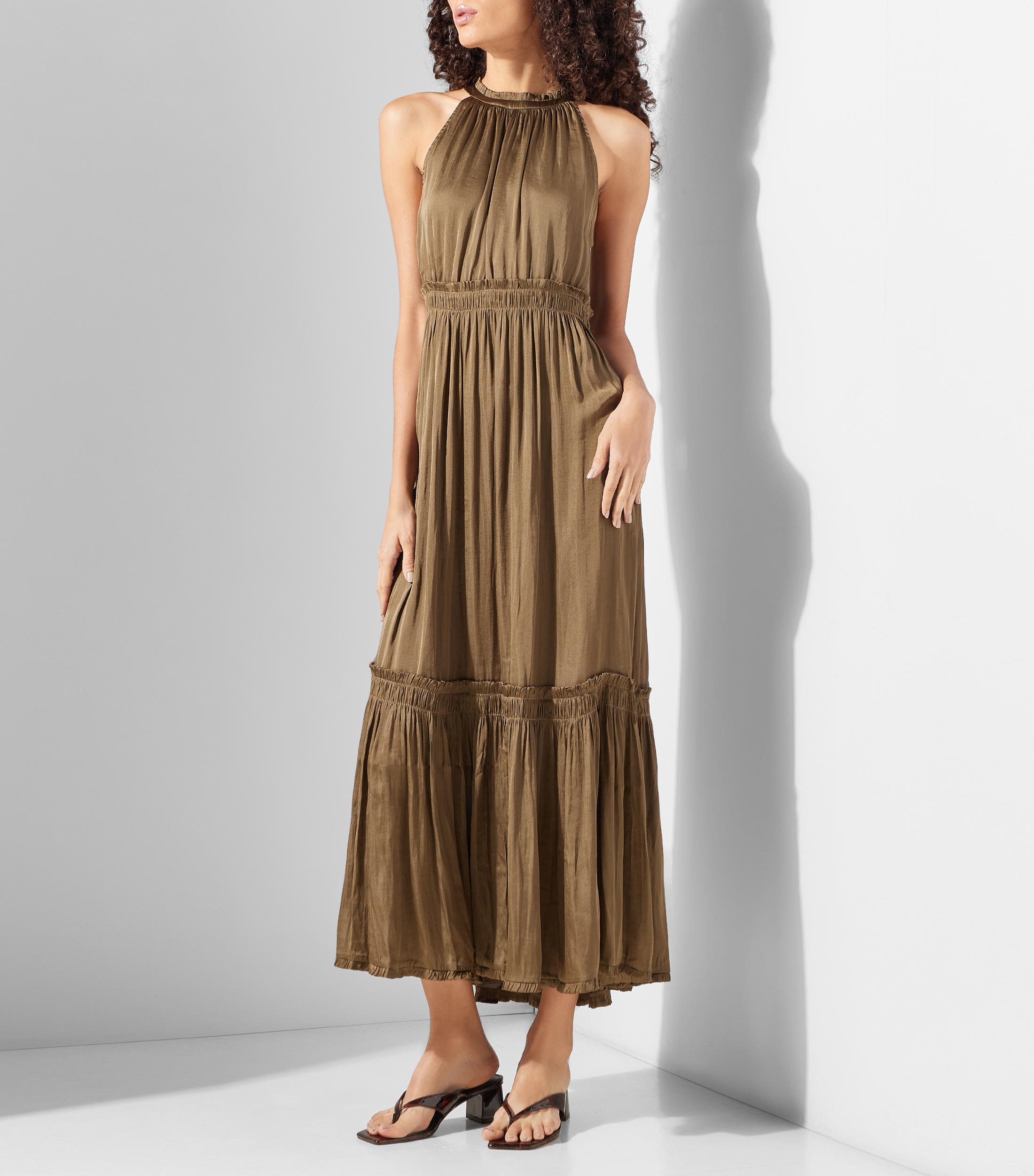 Vestido largo liso Mujer