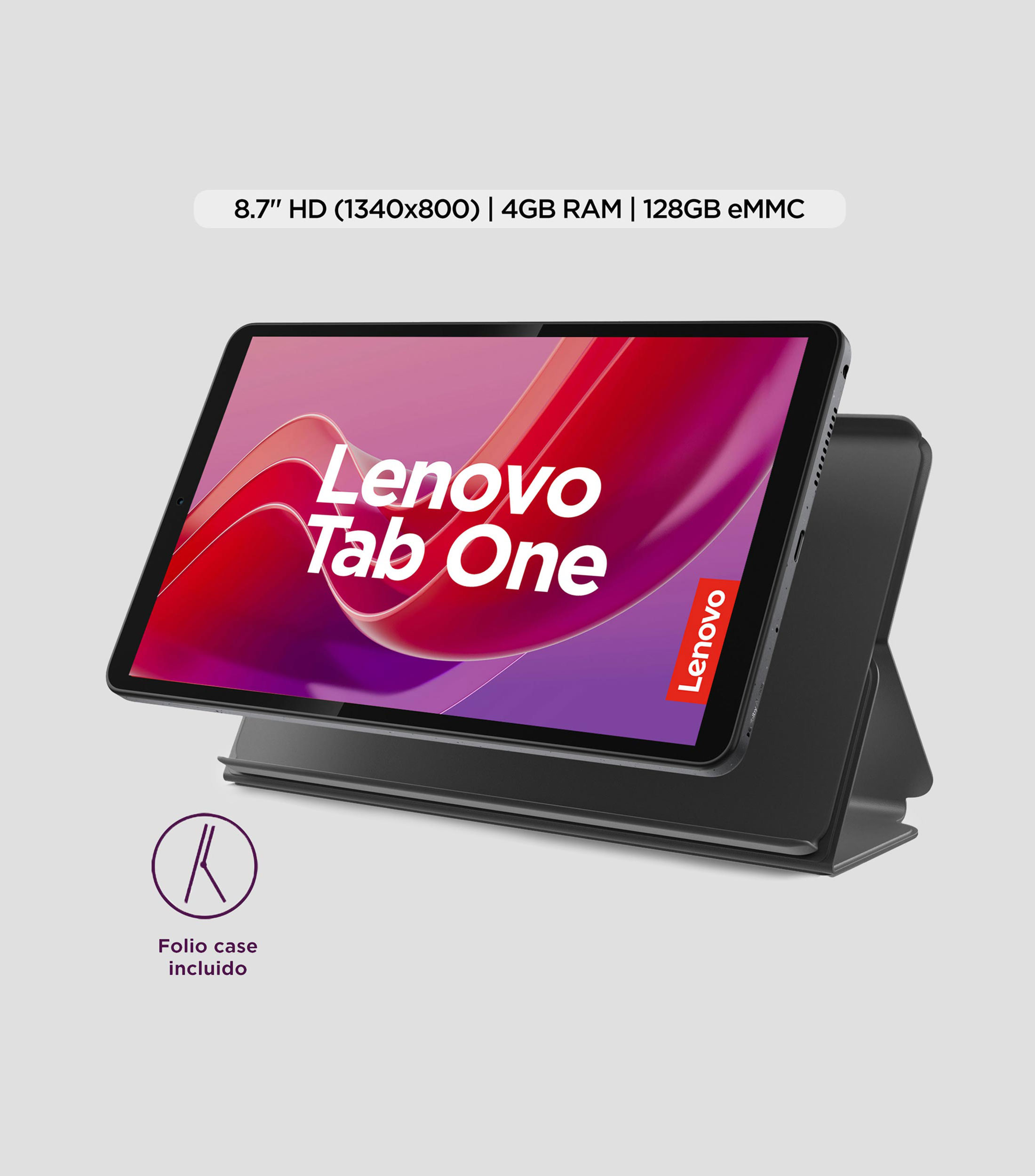 Tablet Tab One, 8.7, 128 GB, RAM 4 GB Incluye estuche tipo folio