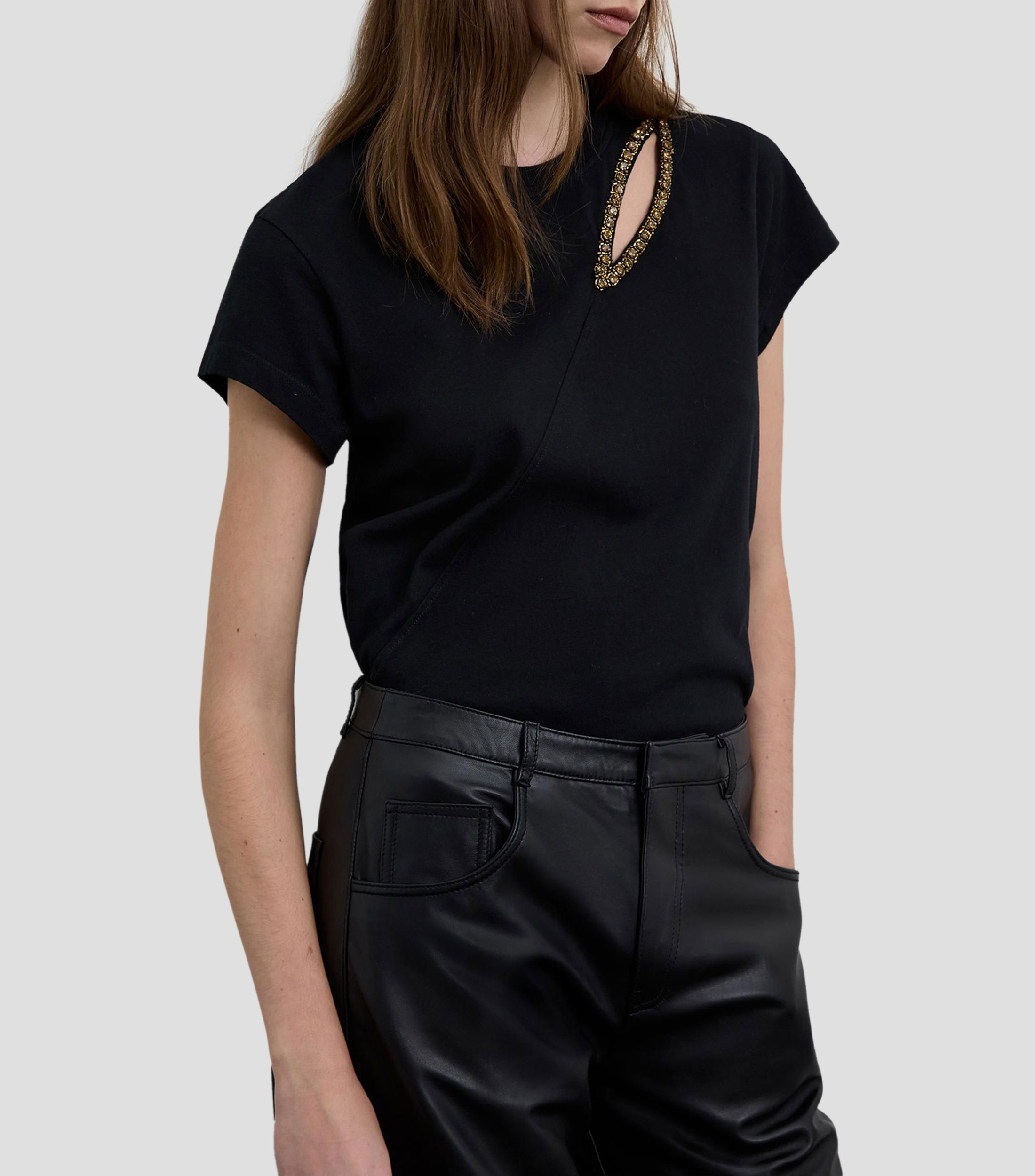 Playera cuello redondo manga corta lisa Mujer