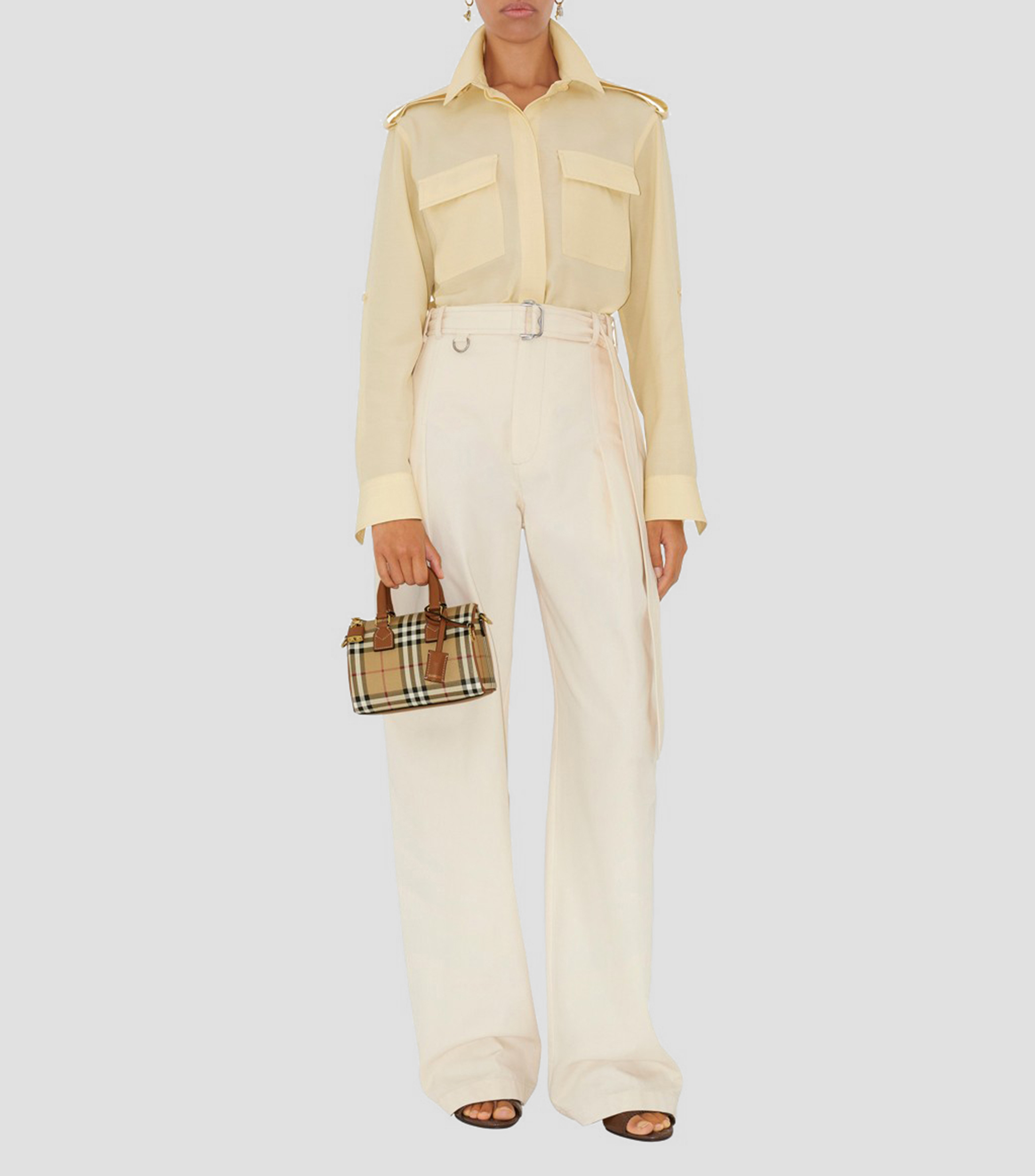 Bolsa crossbody con cuadros Mujer