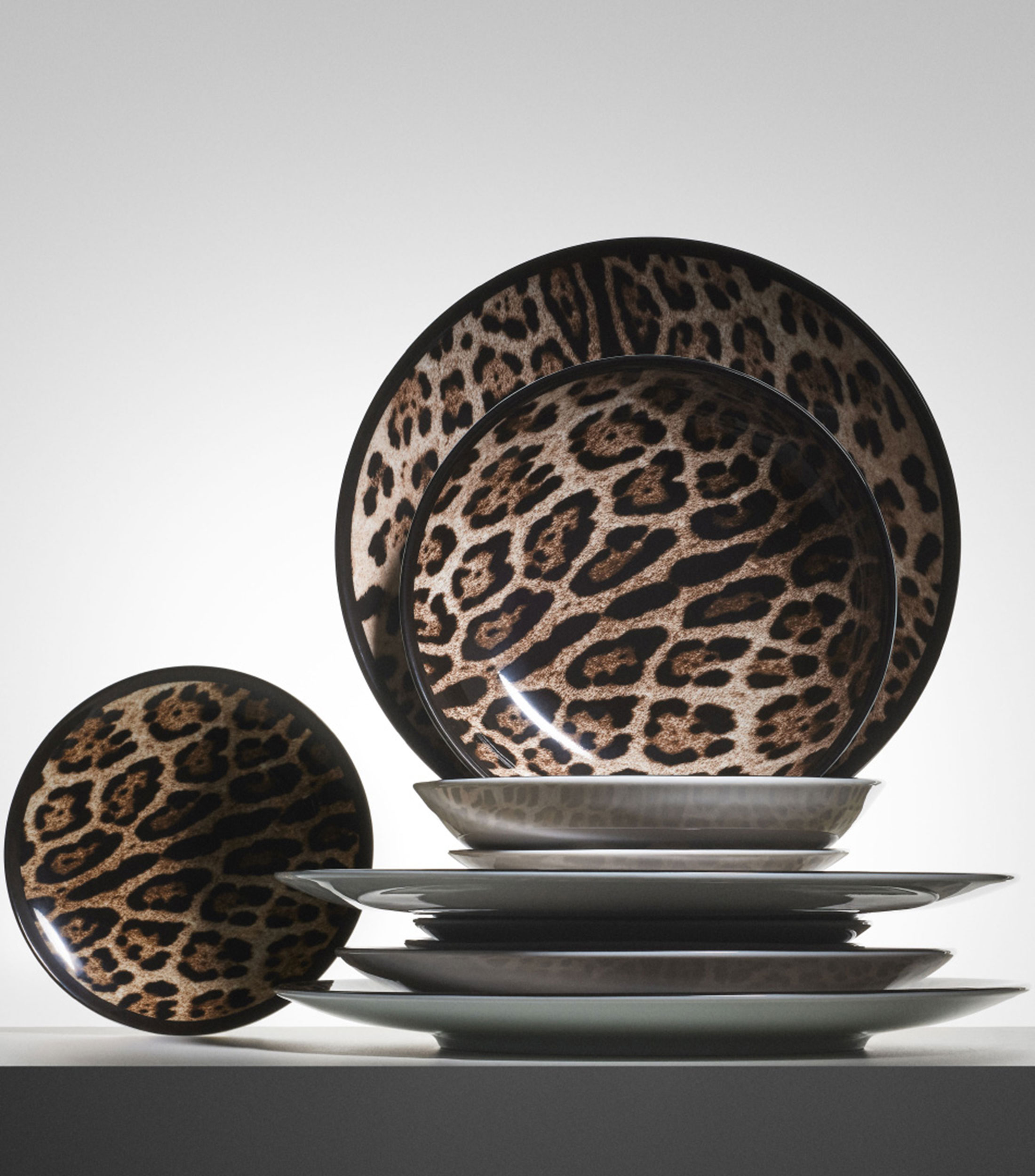 Set 2 platos para pan Leopardo de porcelana
