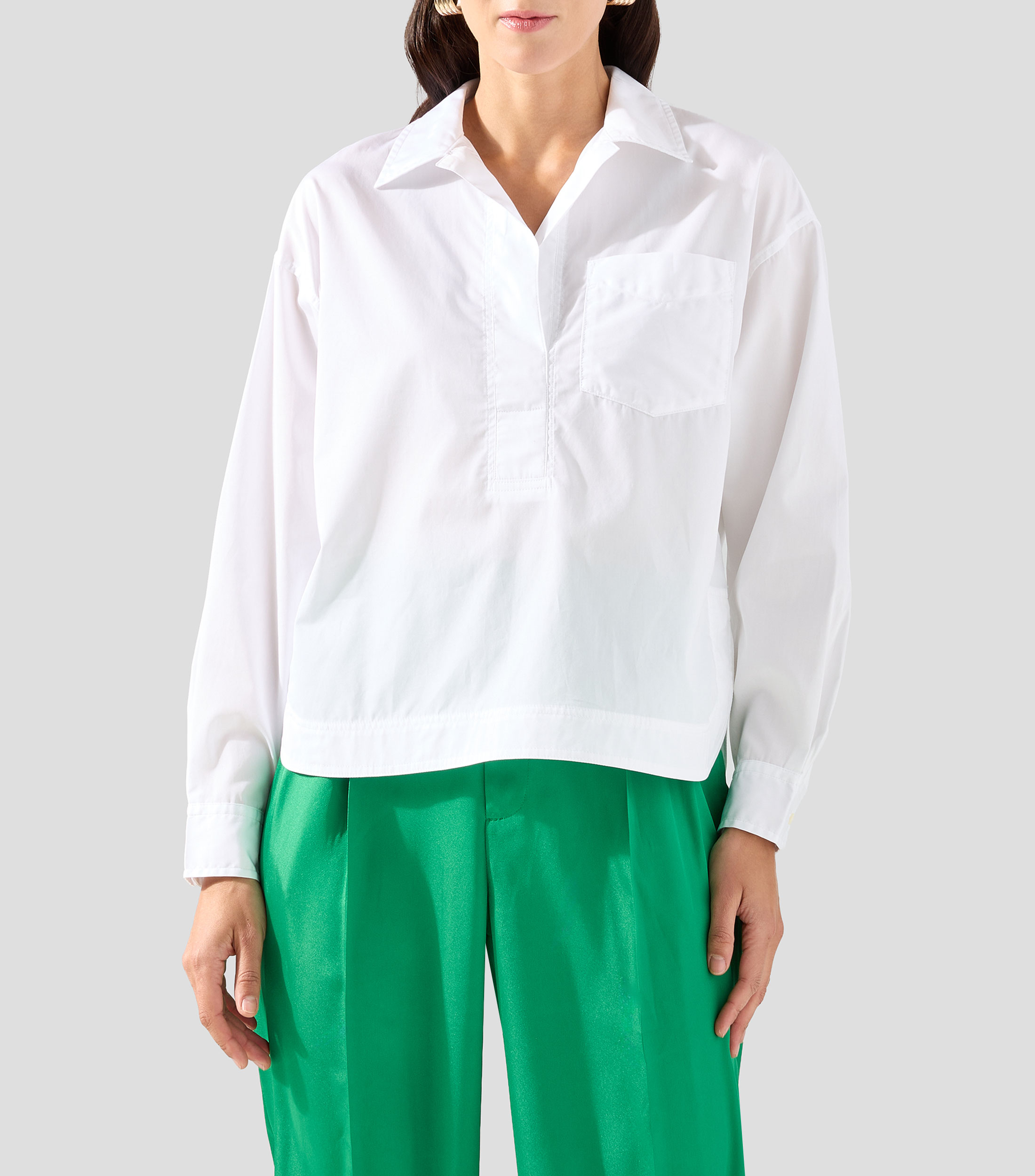 Camisa lisa manga larga Mujer