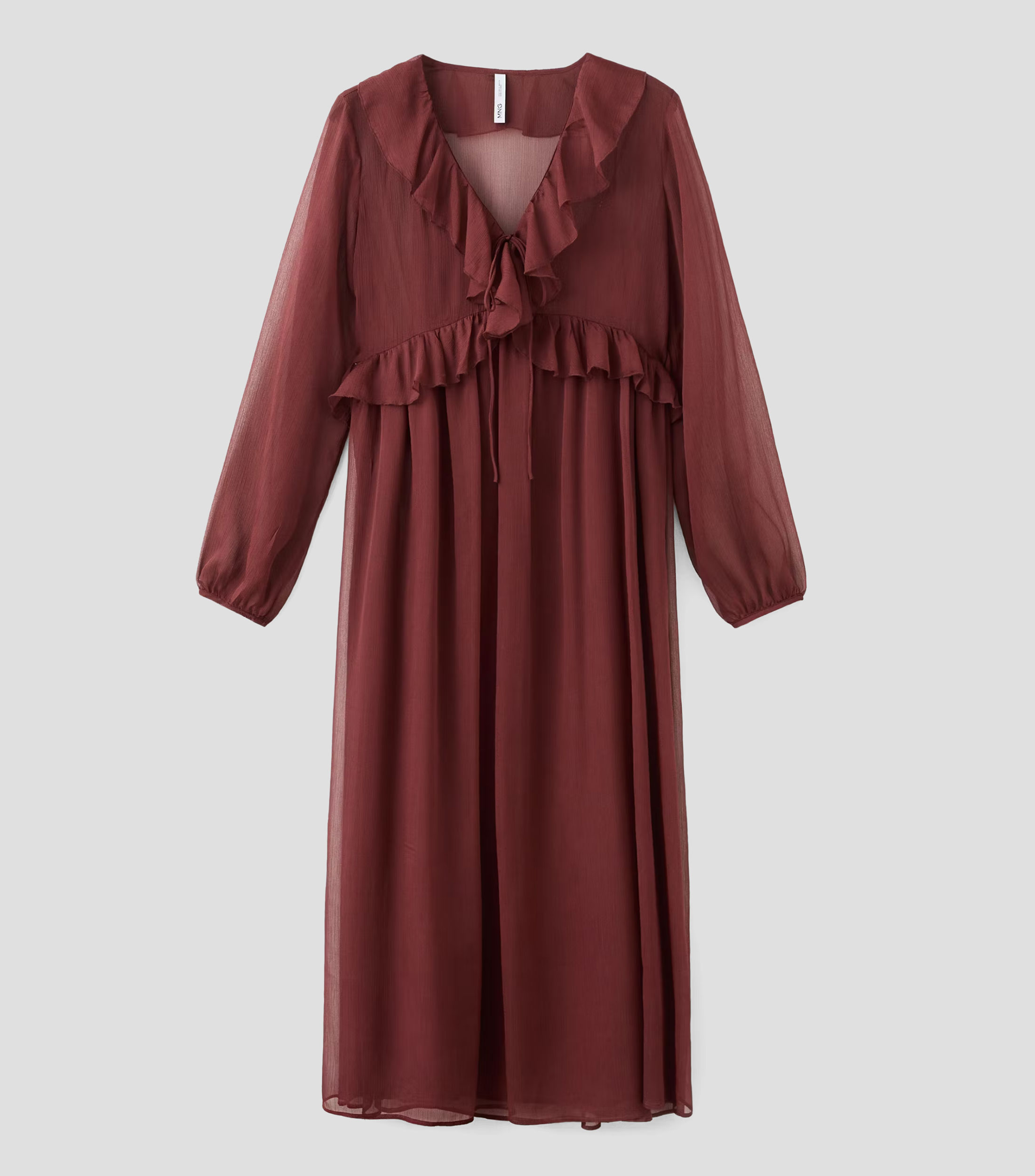 Vestido largo manga larga liso Mujer