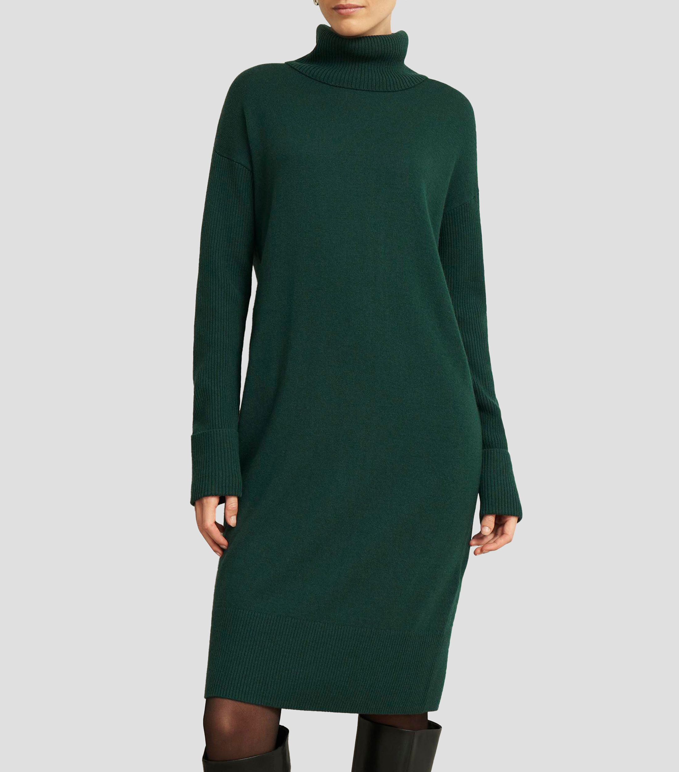 Vestido midi con manga larga Ava liso Mujer