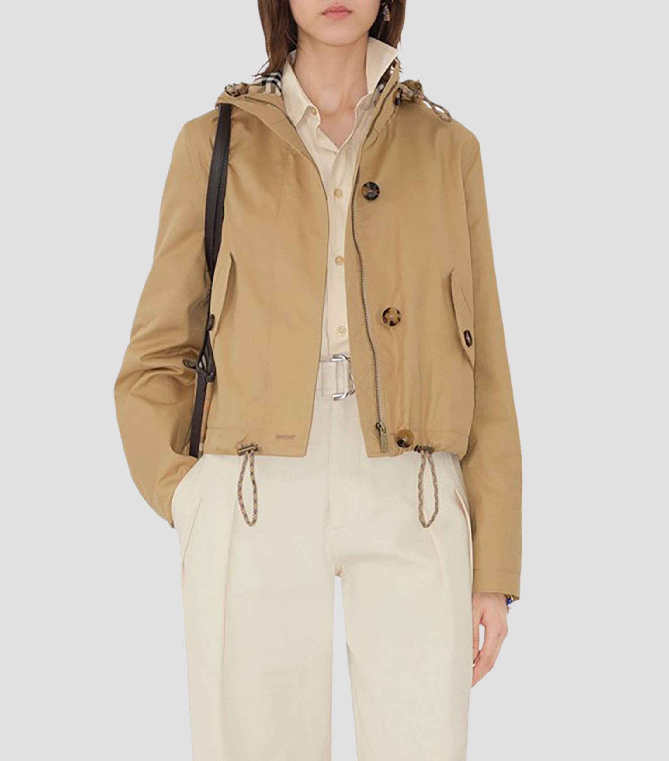Parka corta con cremallera Mujer