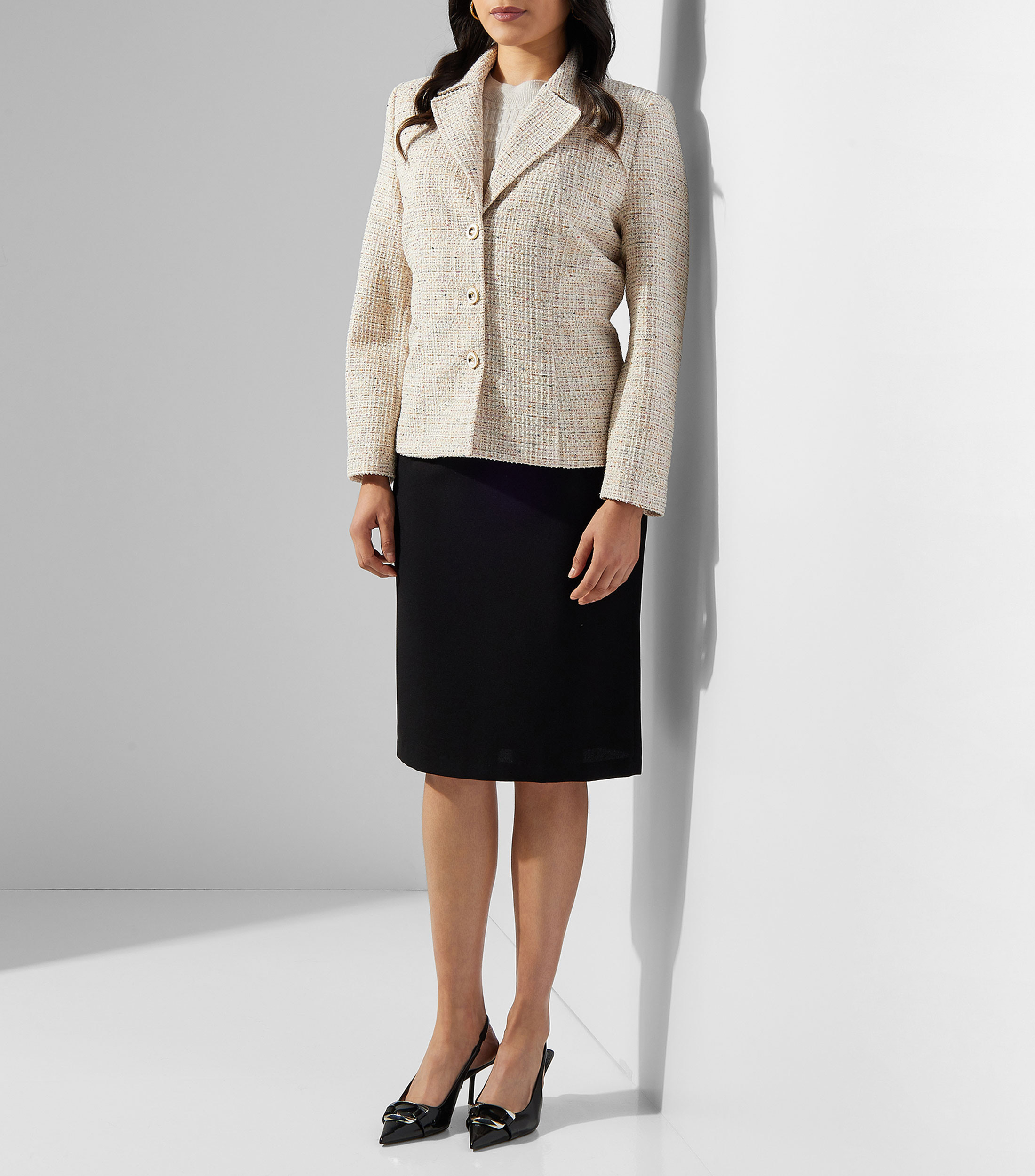Falda Midi Corte Recto Lisa Mujer