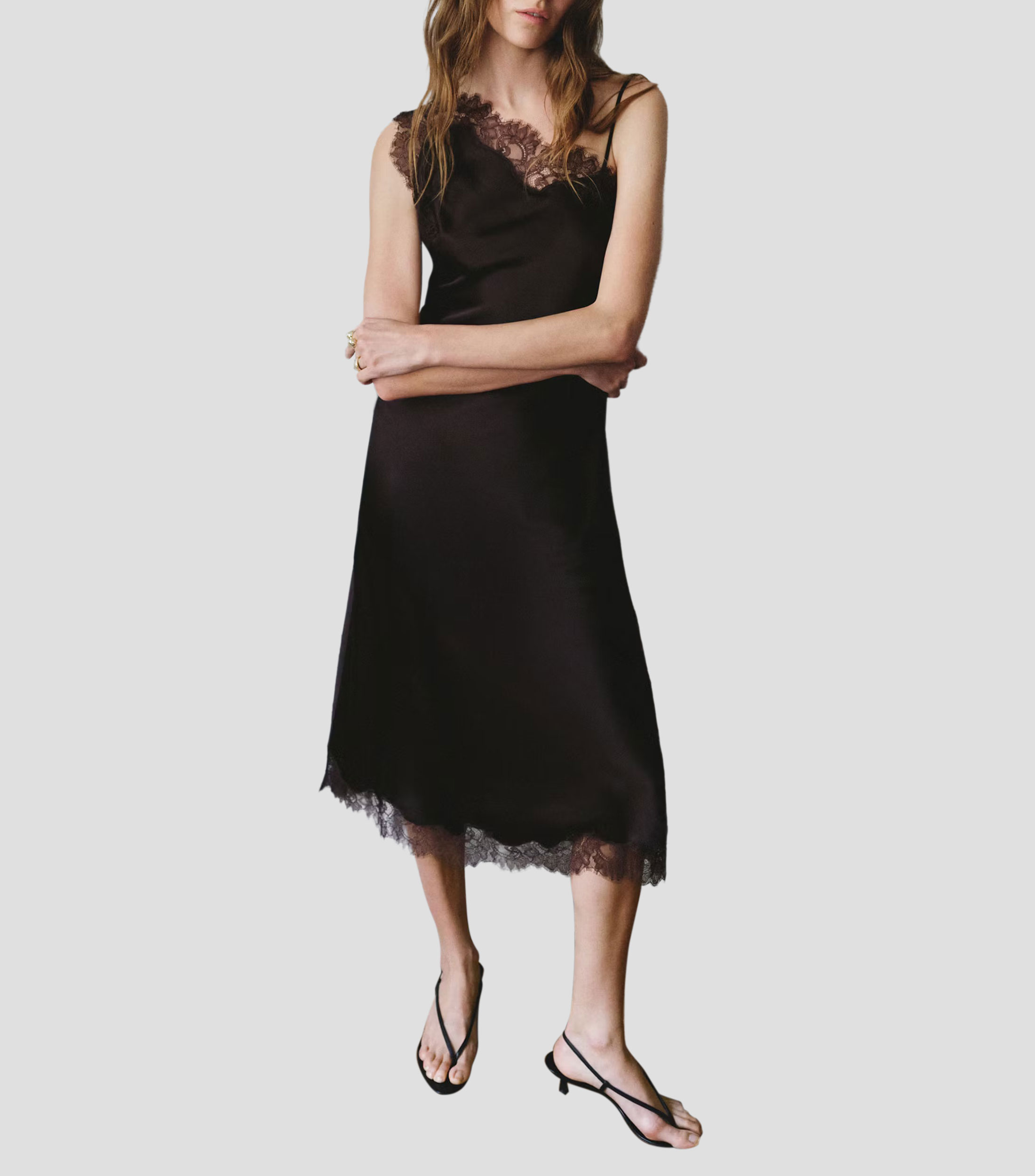 Vestido midi liso Mujer