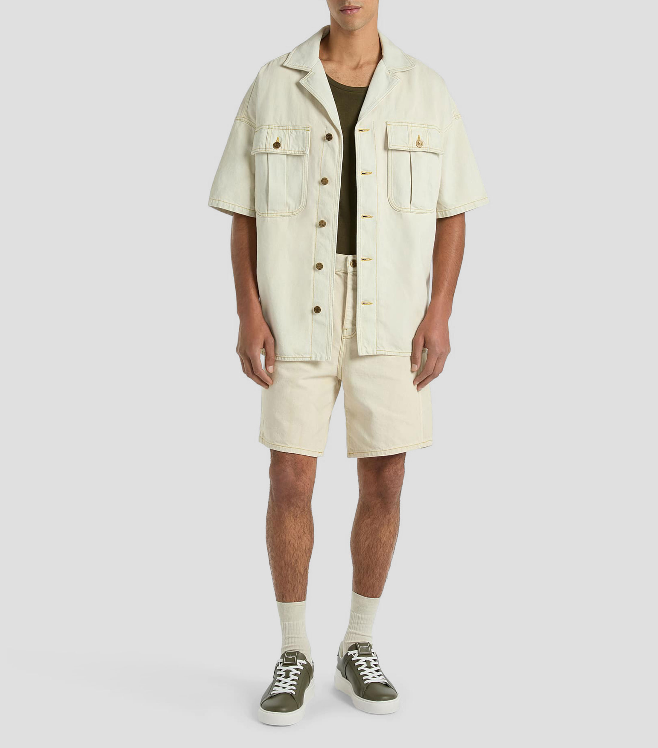 Sobrecamisa lisa manga corta Hombre