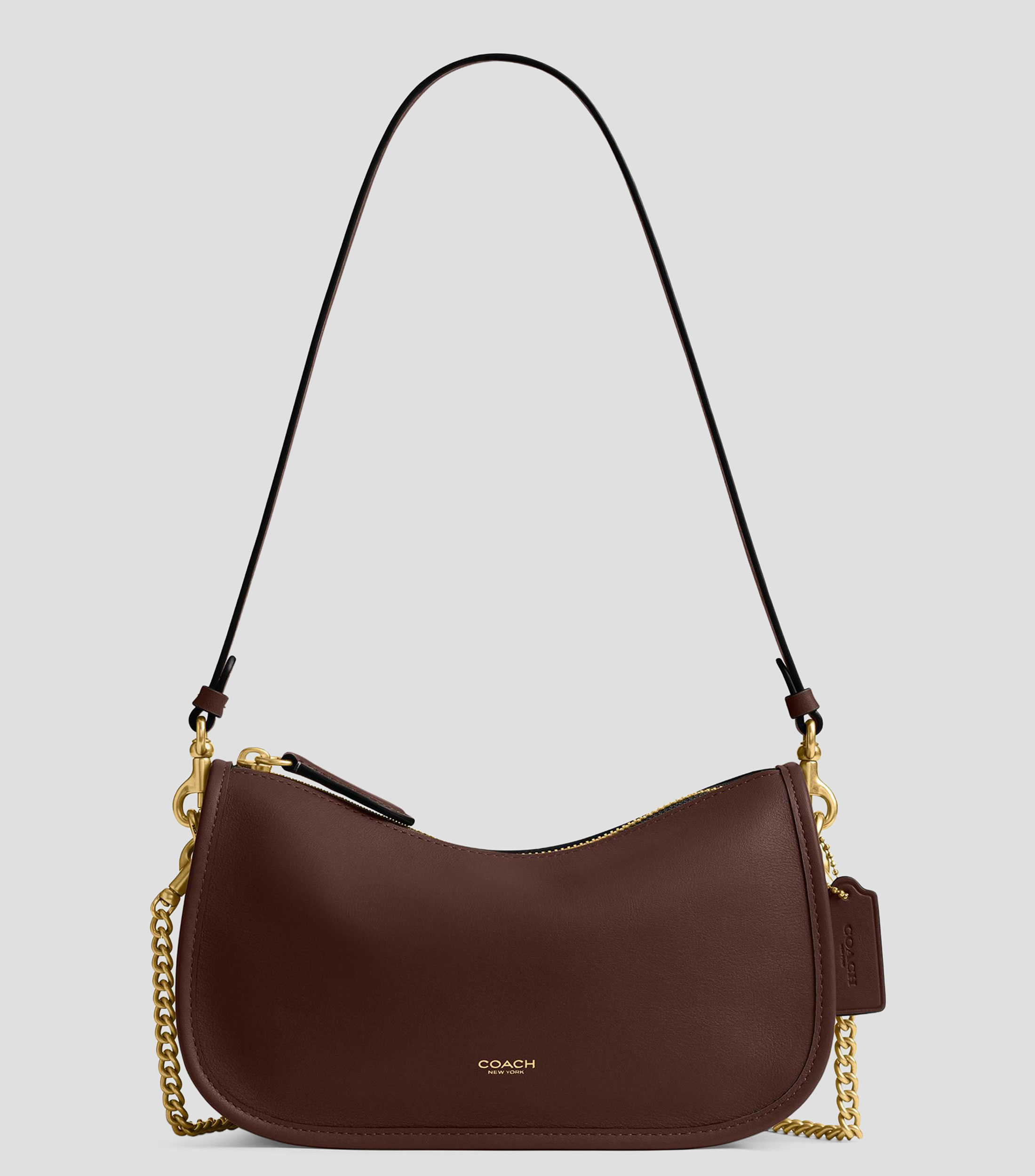 Bolsa crossbody café obscuro en piel Waverly lisa Mujer