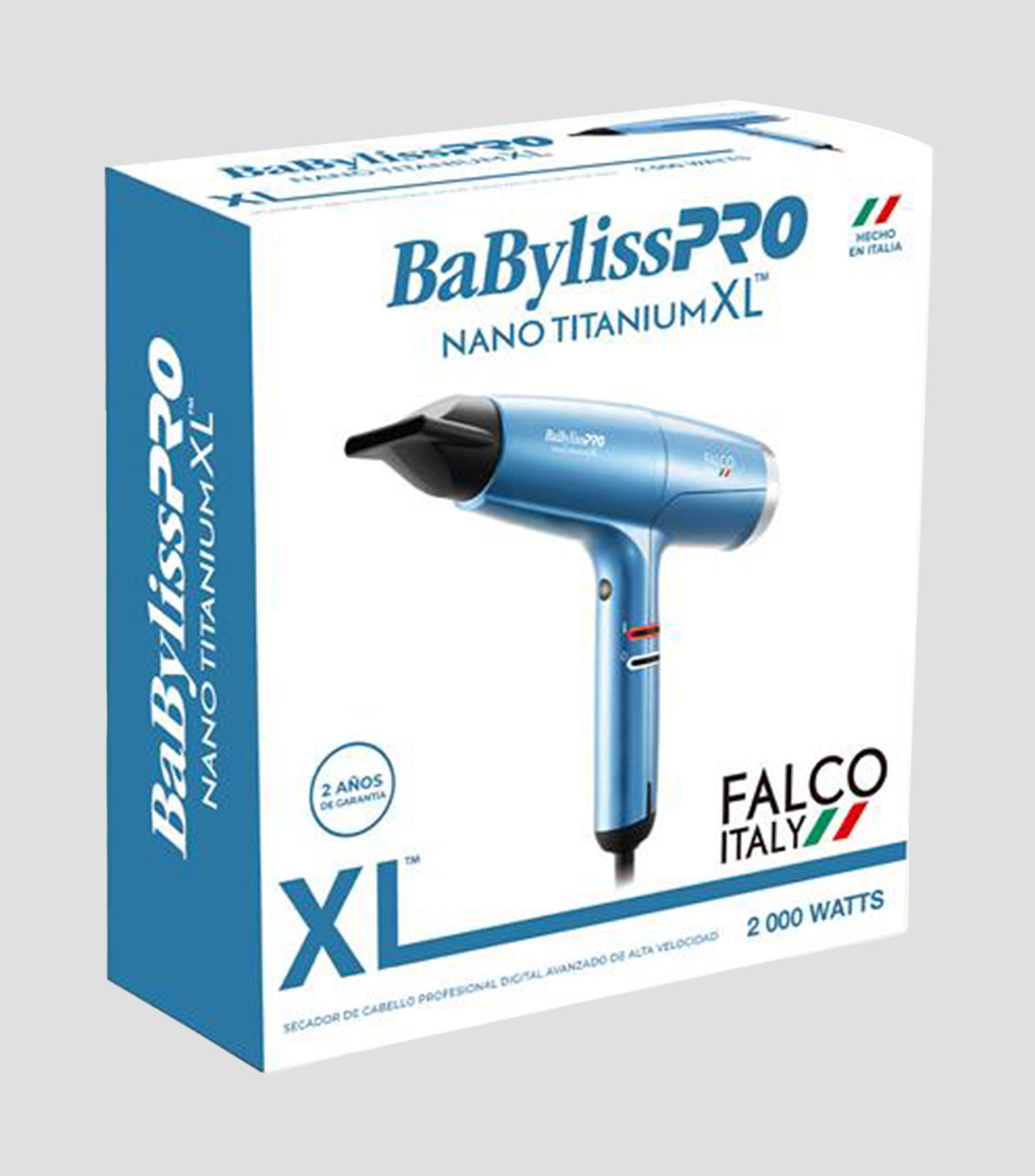 Secadora de cabello Profesional Italiana Nano Titanium XL Falco, 2000 W