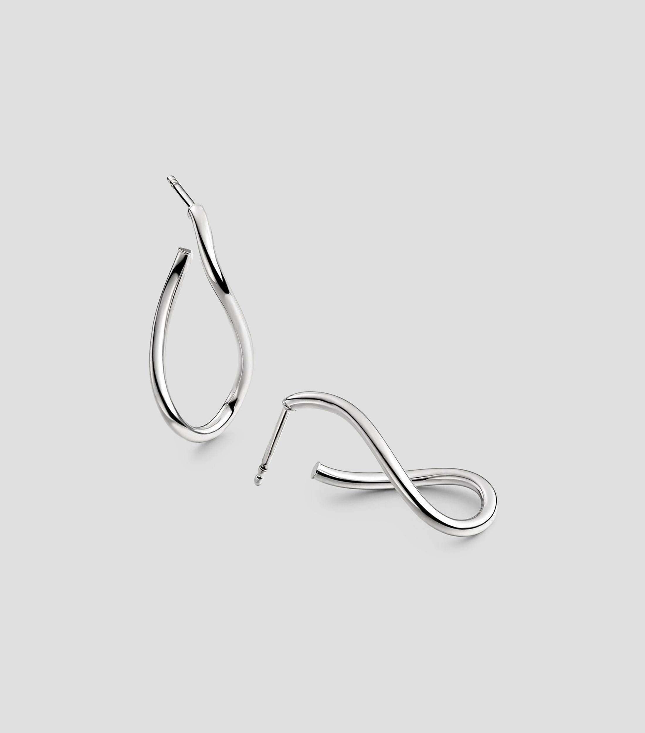 Pendientes de aro en plata .925 de forma ondulada Hooped Earrings Mujer