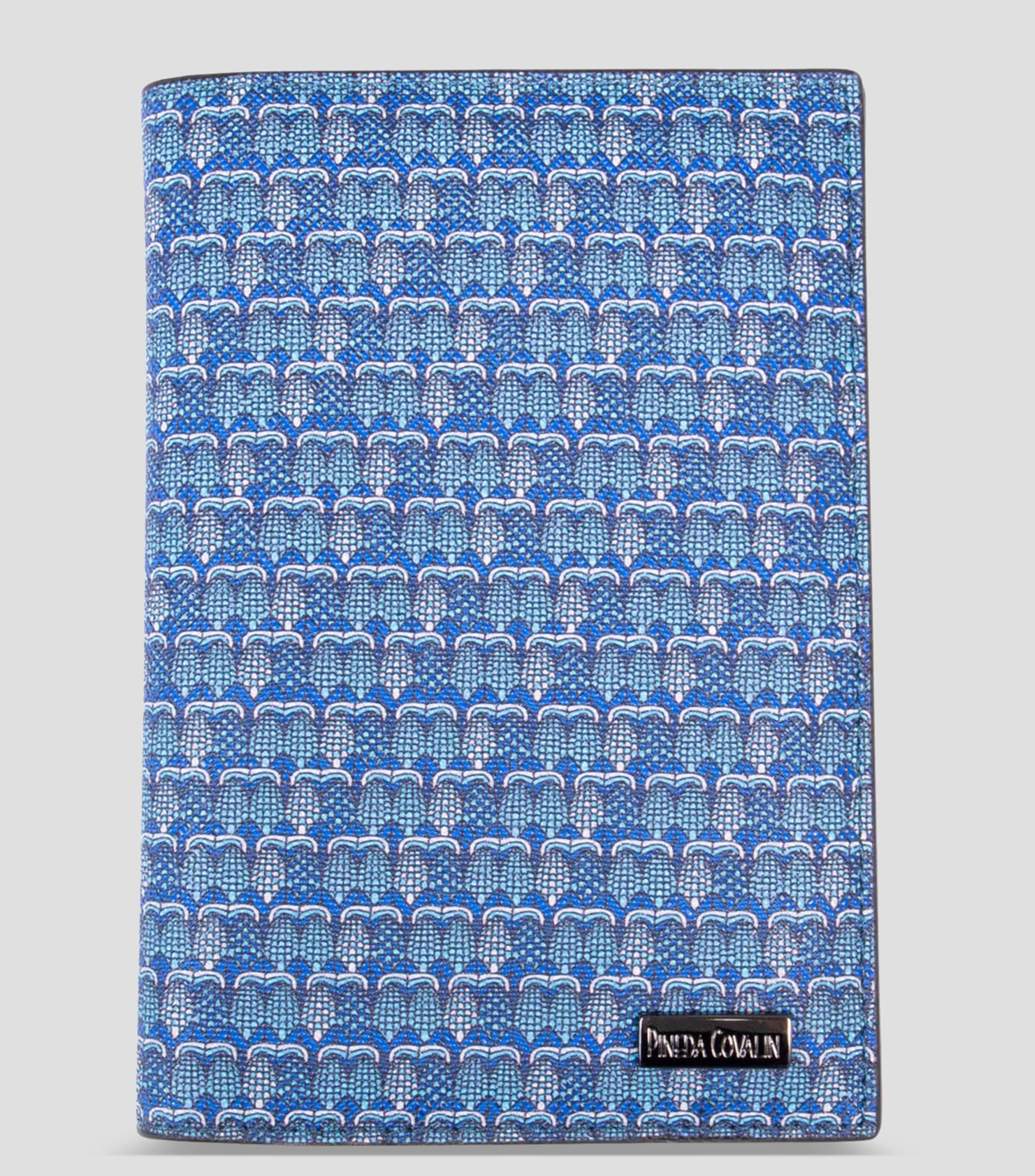 Porta Pasaporte Azul Maiz estampado Hombre