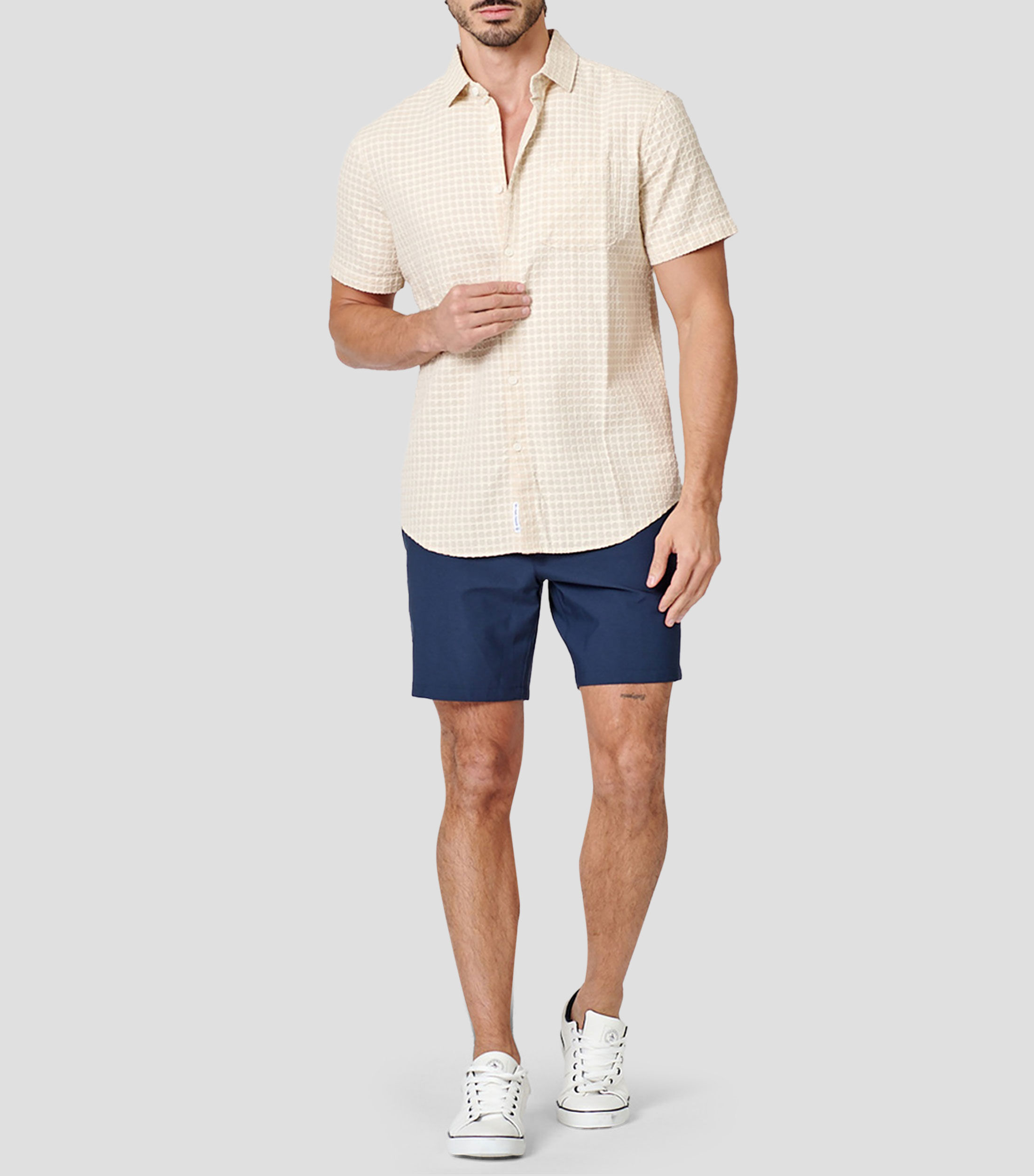 Camisa con cuadros manga corta Hombre